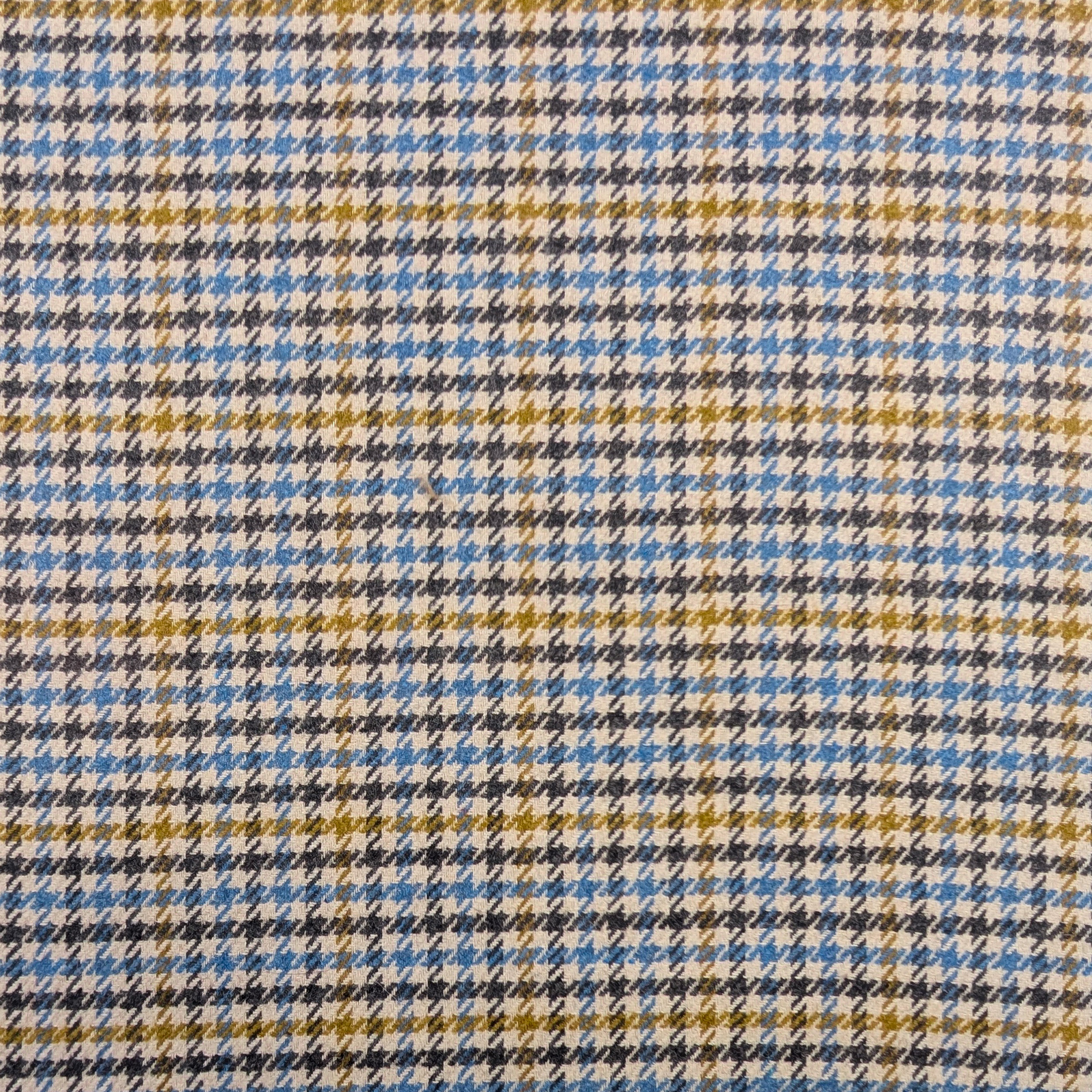 Houndstooth wool blend Ochre and Light Blue Image