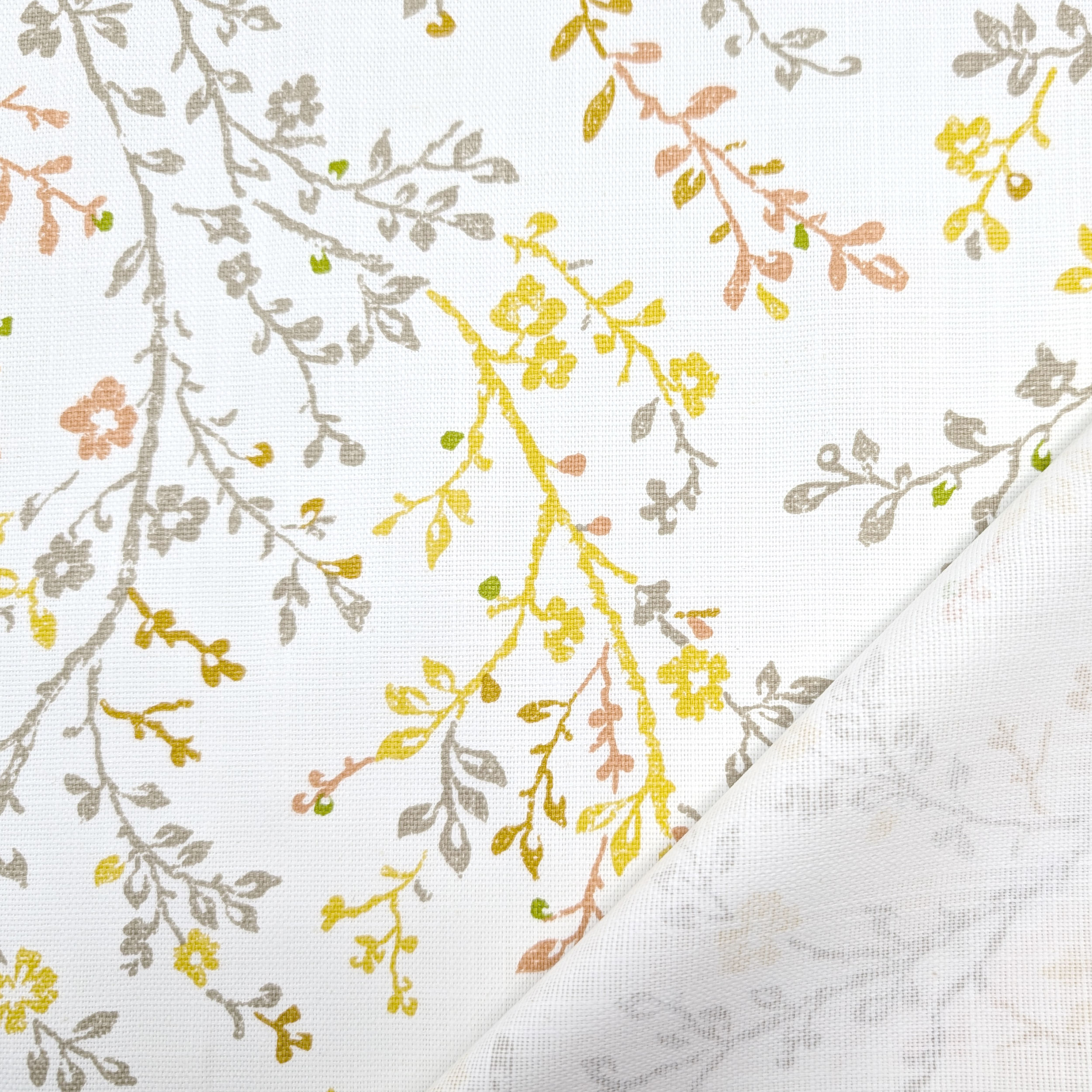 Lin de coton meublant les branches avec des fleurs aux tons chauds Image