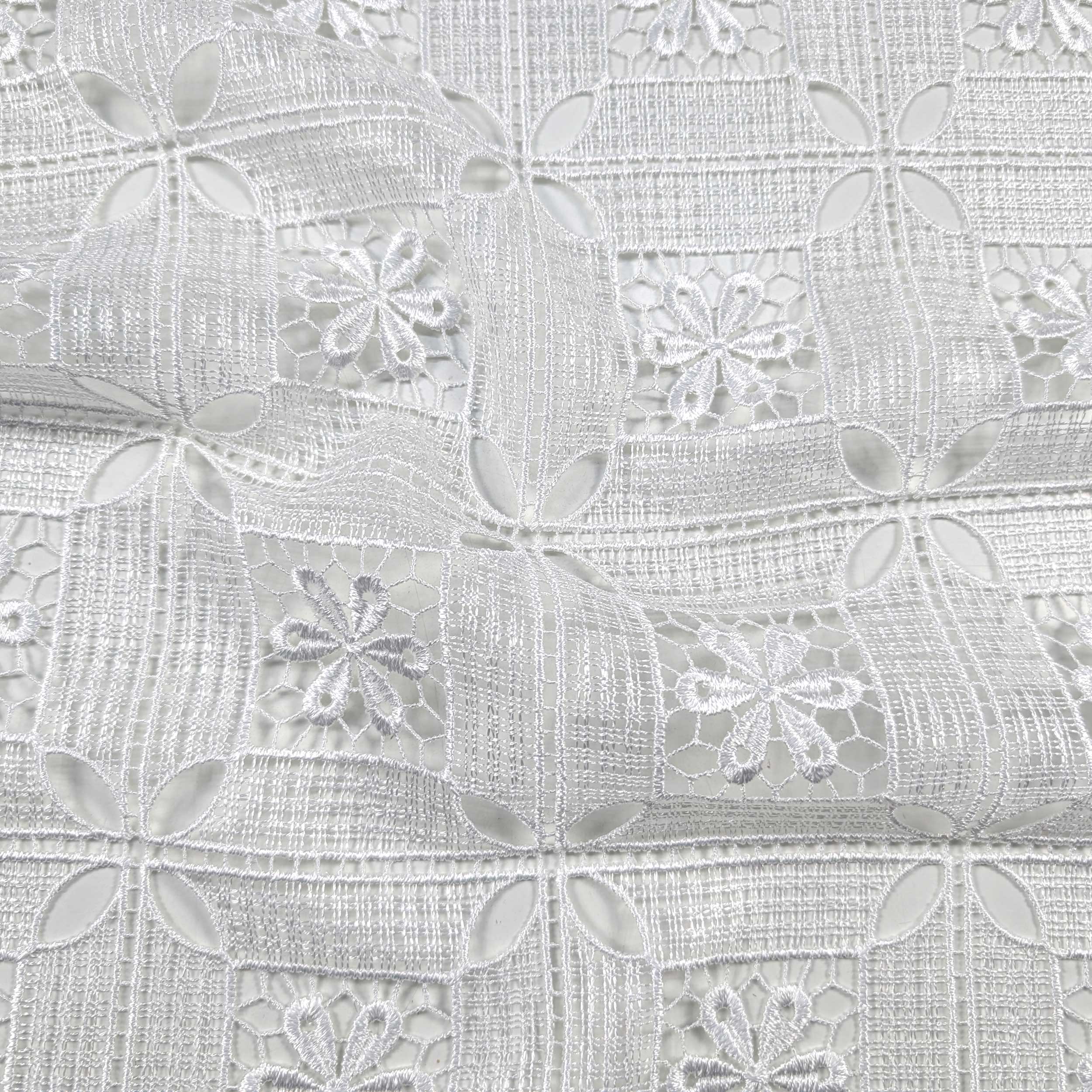 Fabric Curtain Lace Modular Flowers White Image