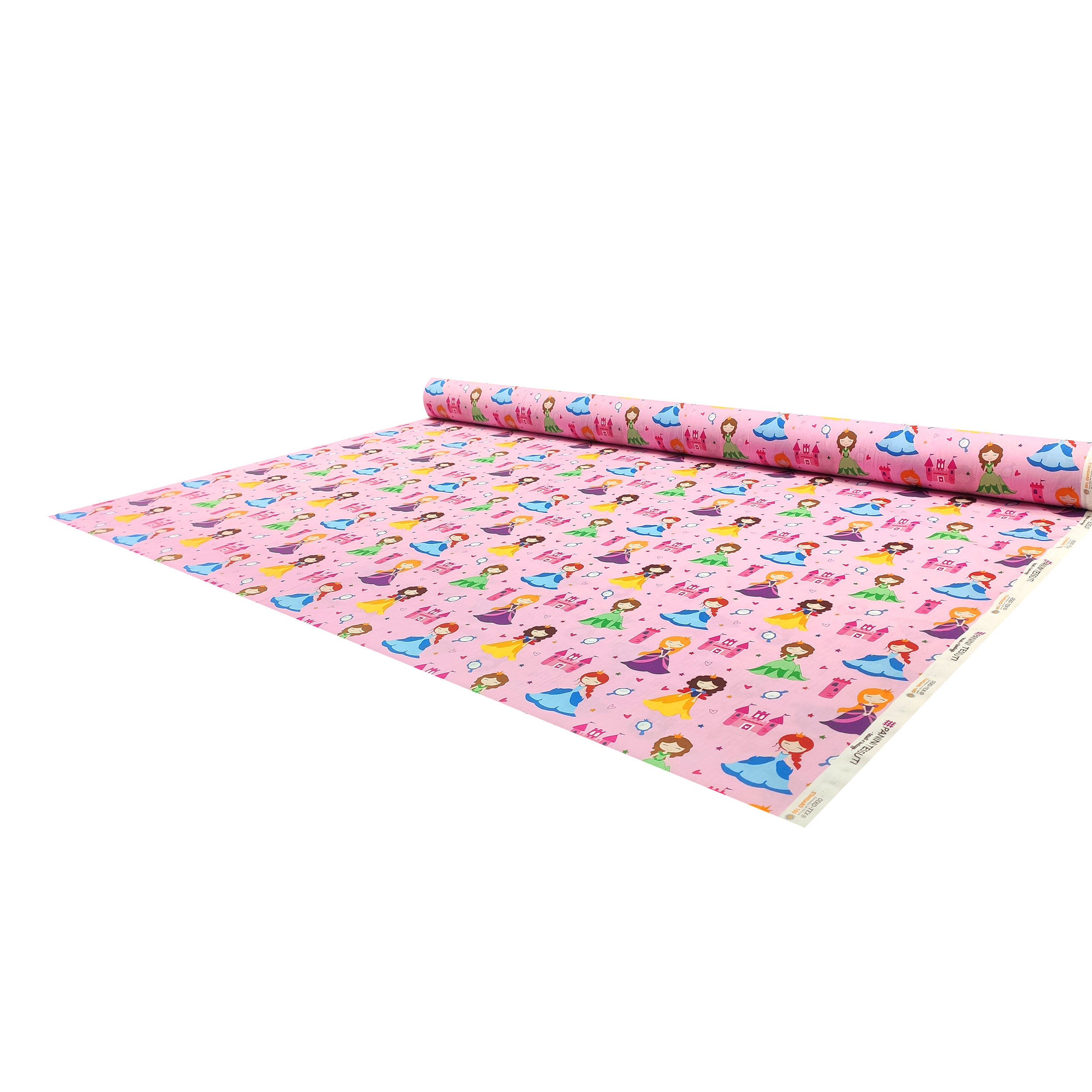 Cotton Fabric Princesses Large Pink Background