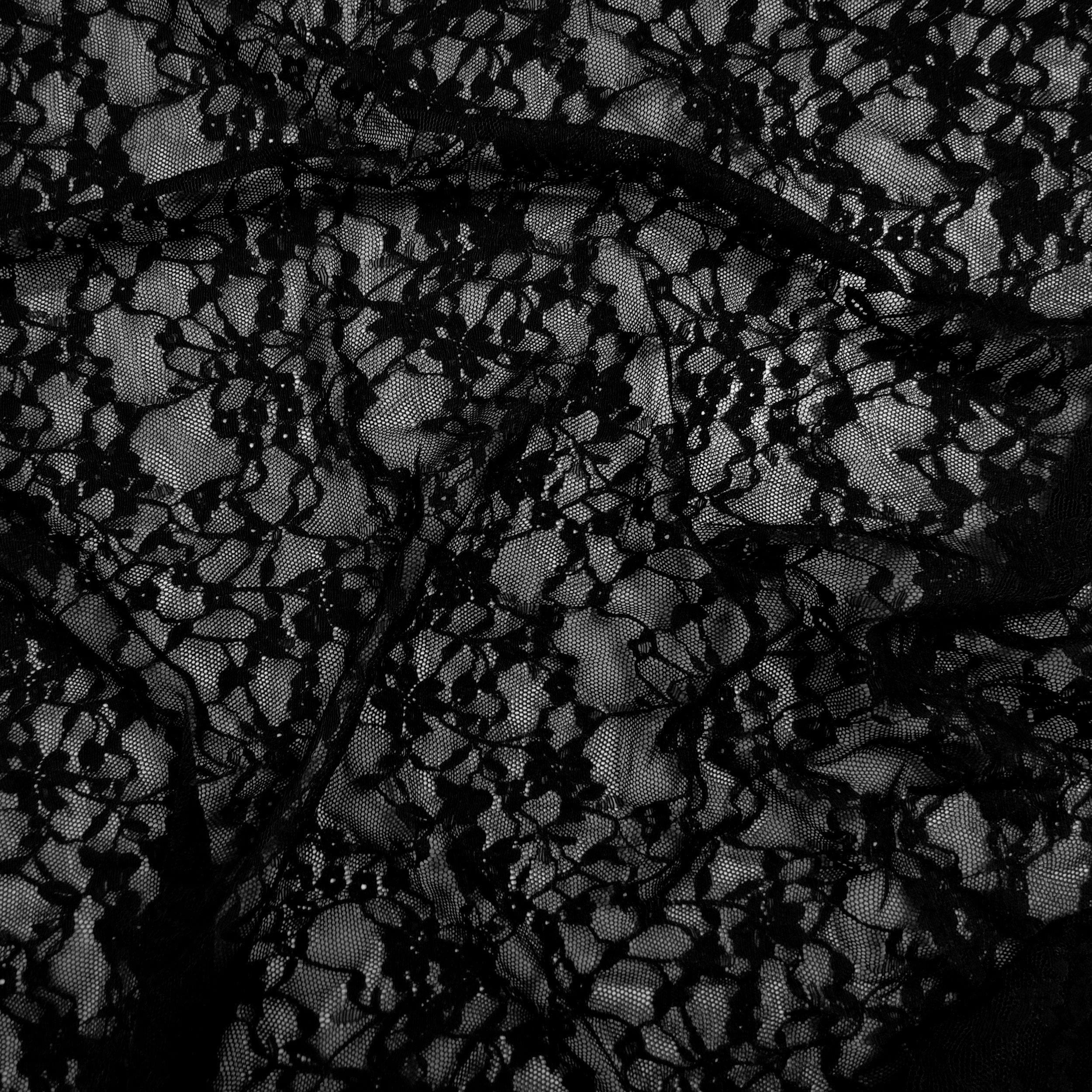 Elastic Floral Lace in Black