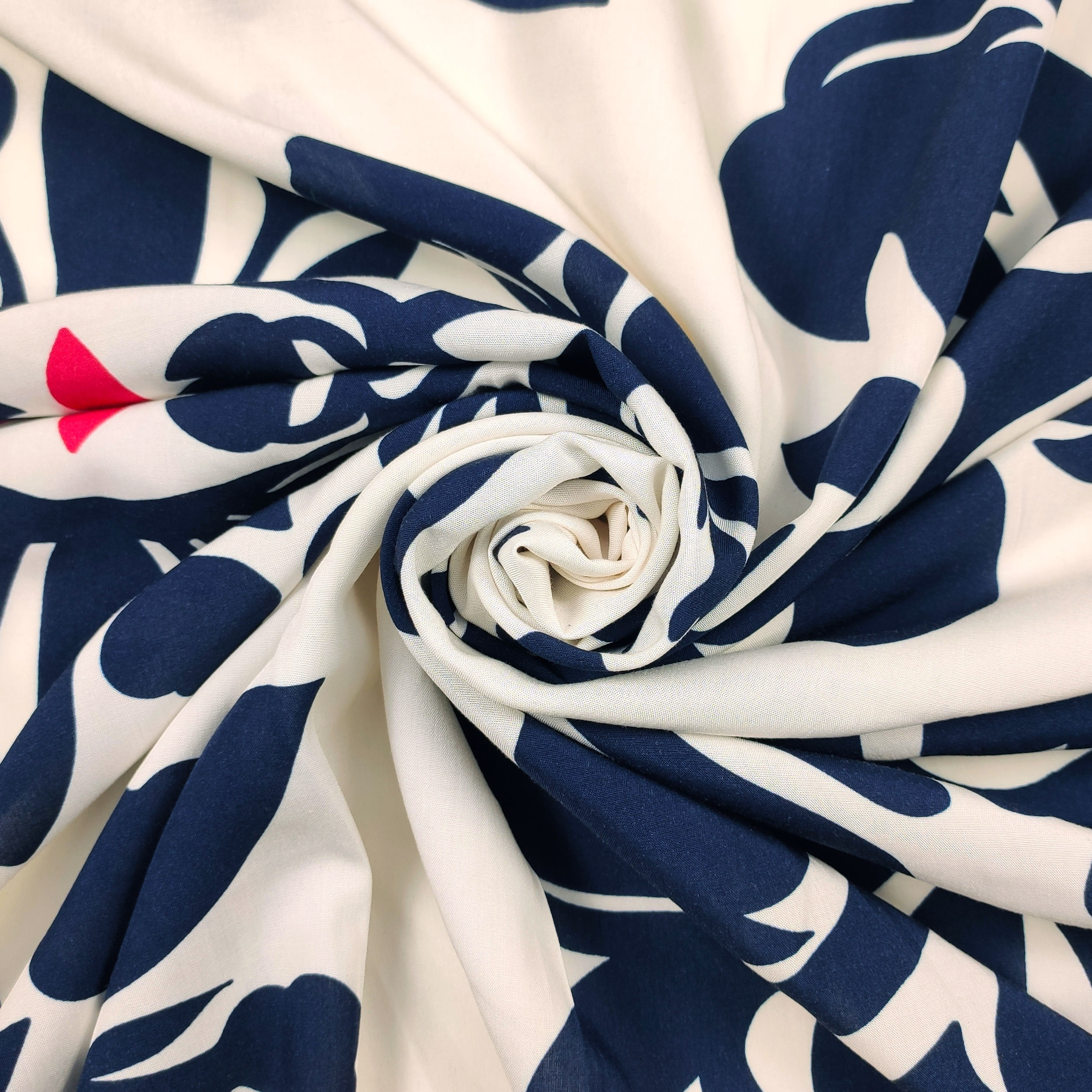 Tissu de coton Arabesc Fantaisie bleue et rouge