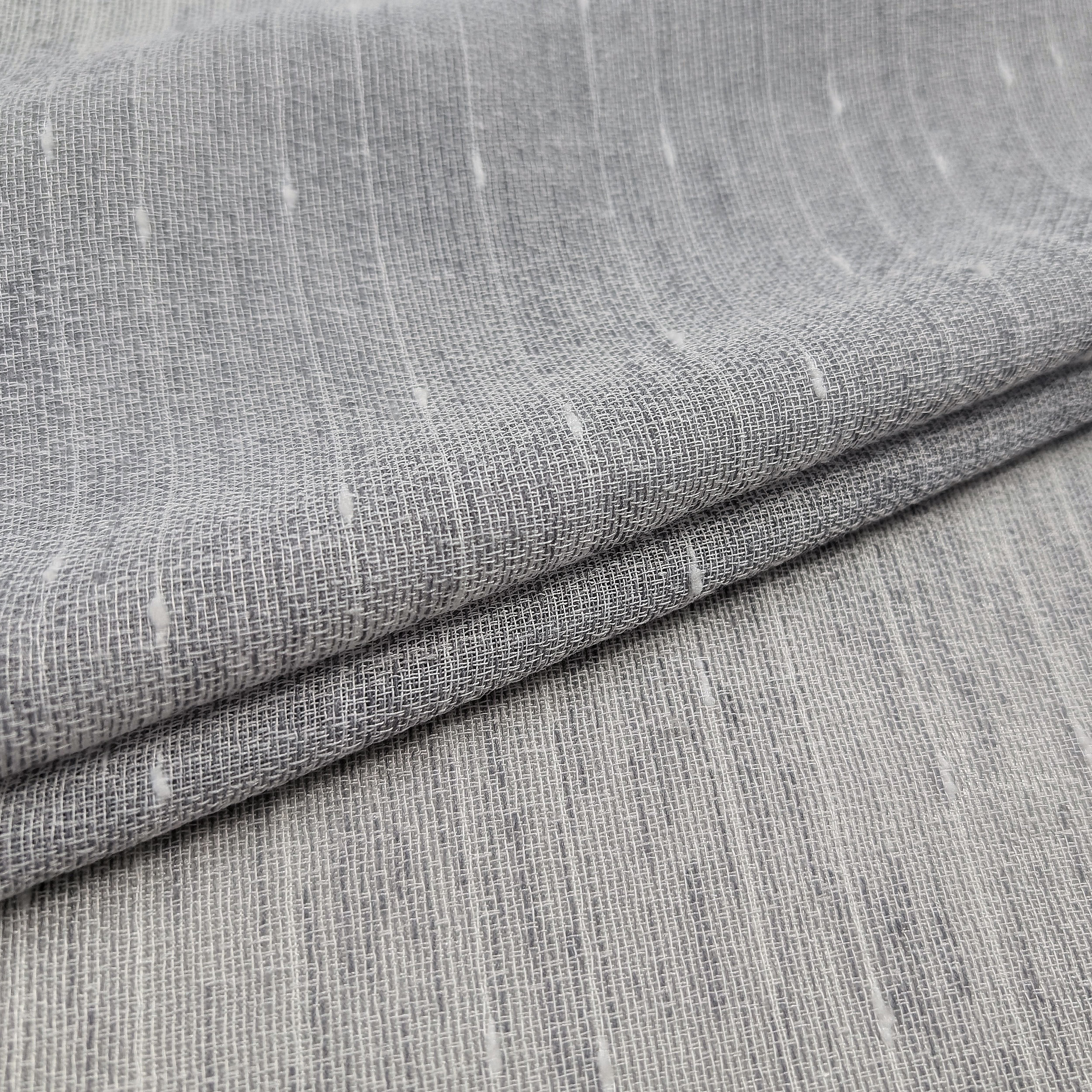 Grey Flocked Curtain Fabric Image