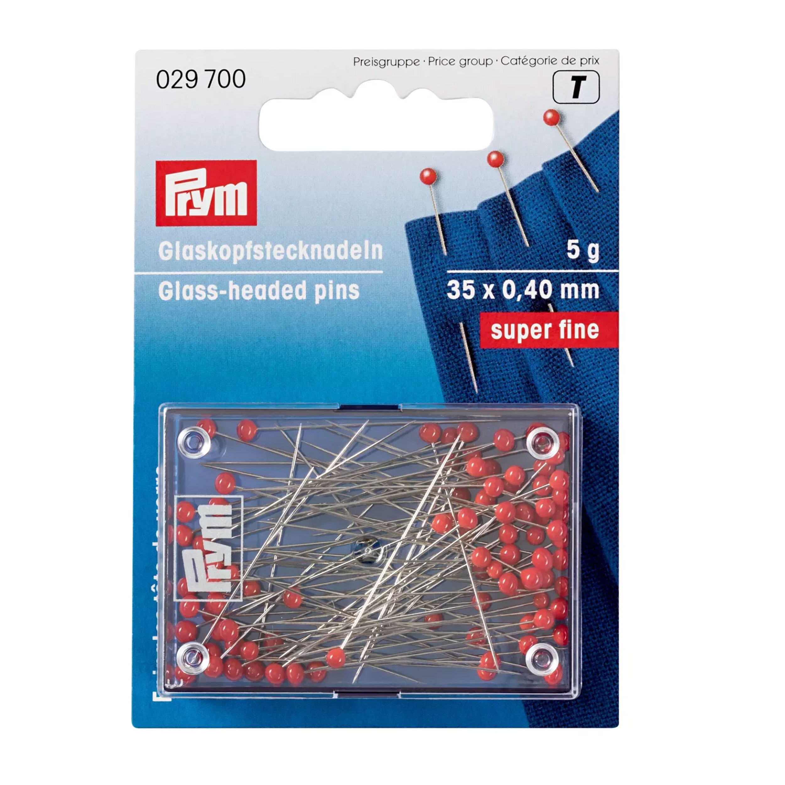 Alfileres Prym Superfinos Cabeza de Vidrio Rojo Image