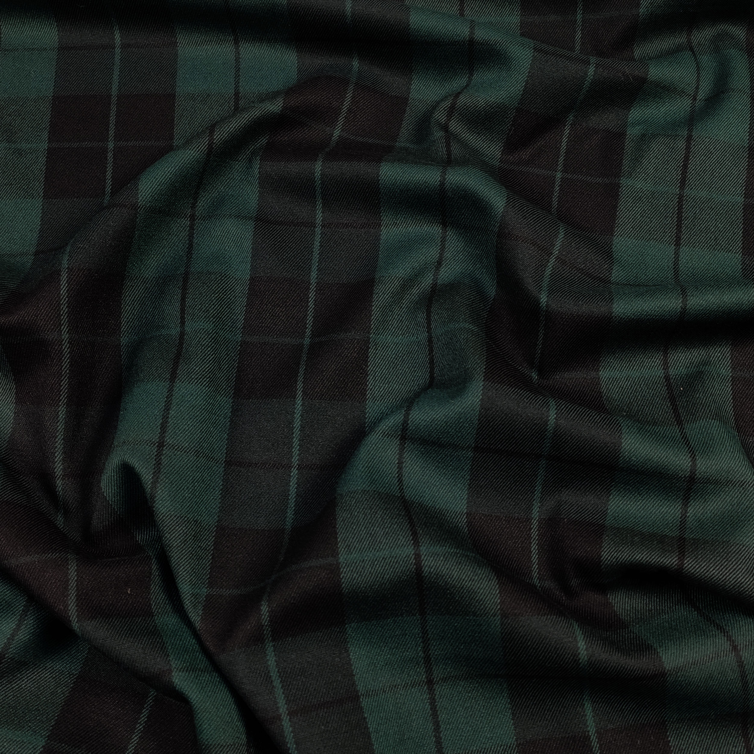 Green and Black Check Tartan Fabric Image