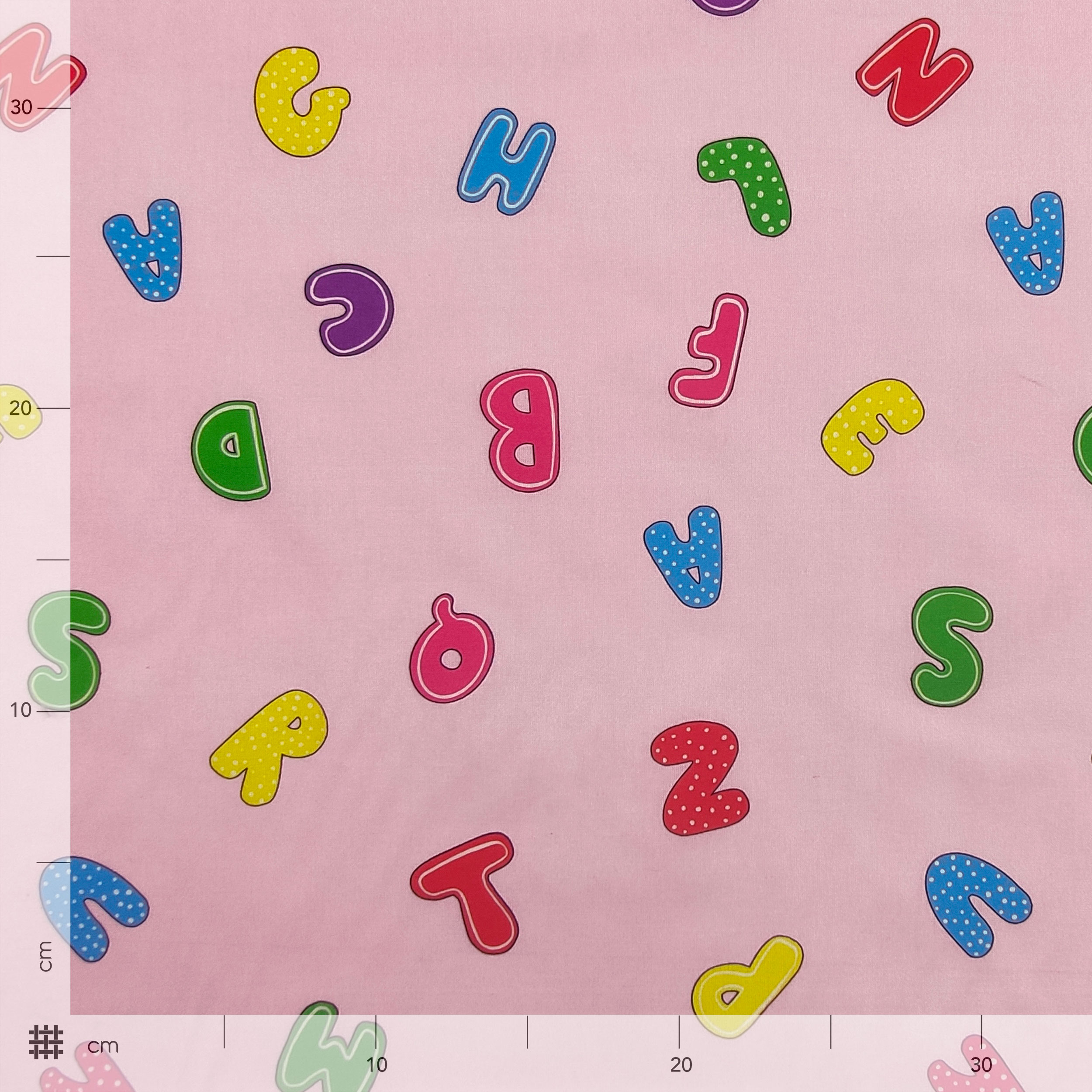 Fabric Cotton Alphabet Large Background Pink Image