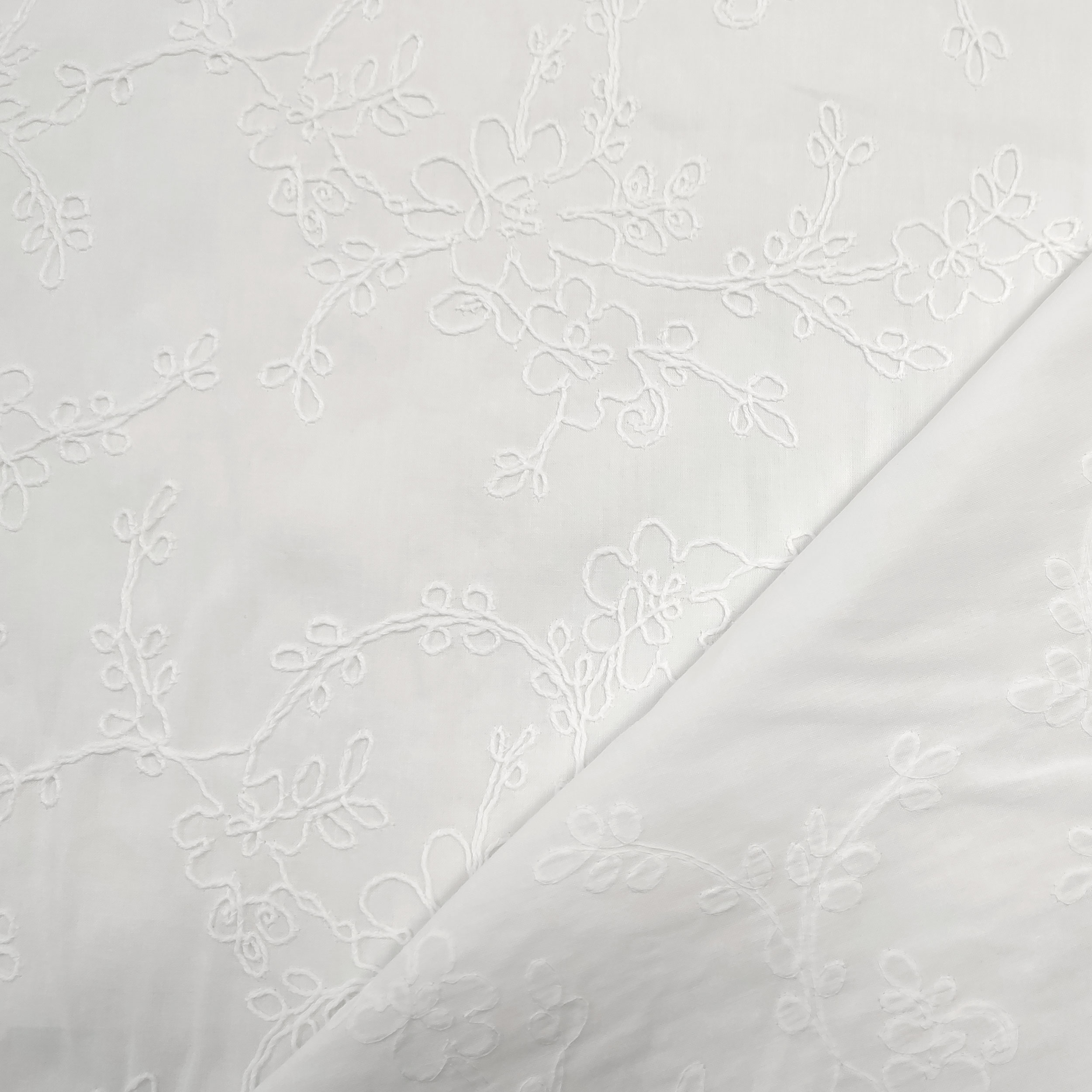 White Cotton Sangallo Floral Embroidery