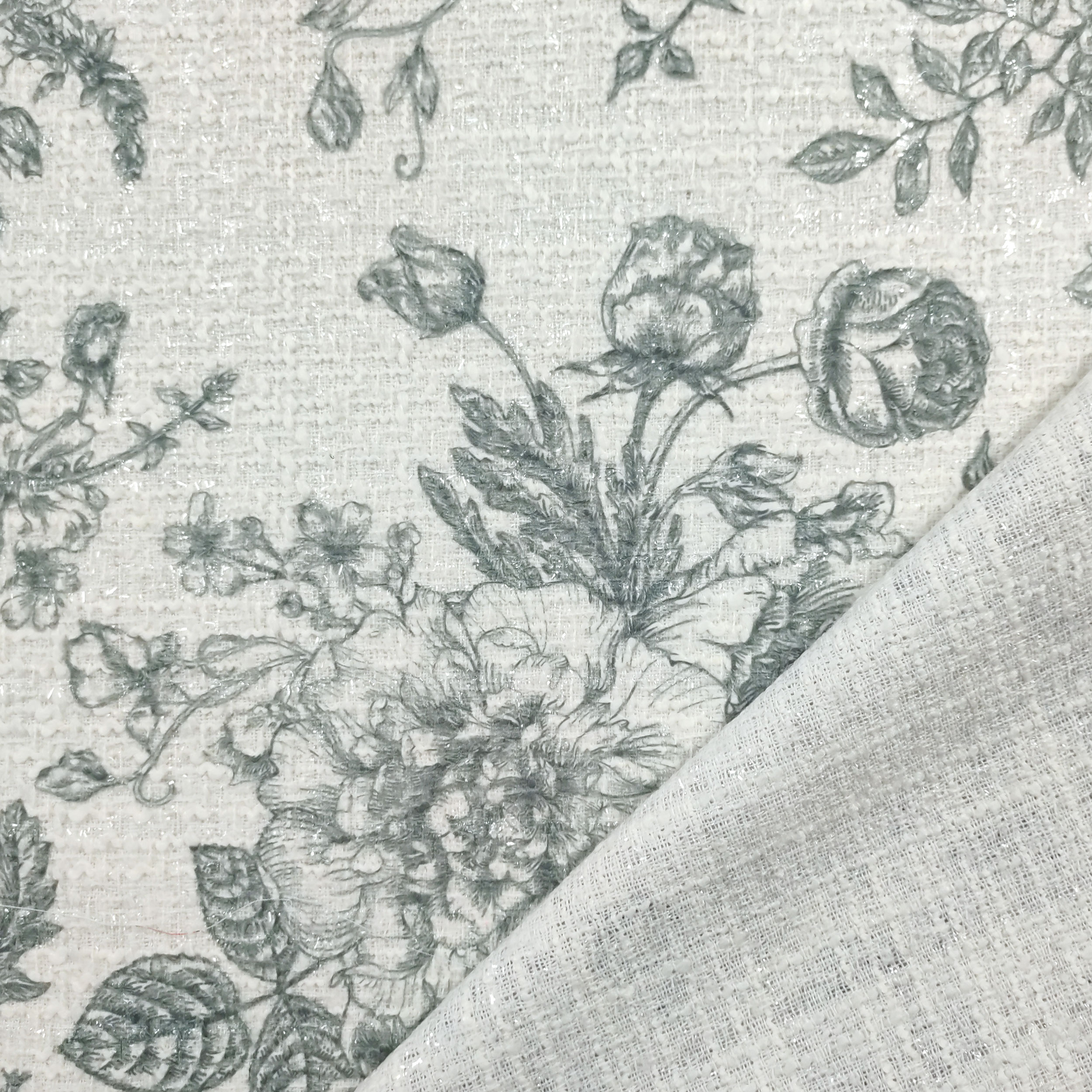 Tissu tweed lamé floral Avio