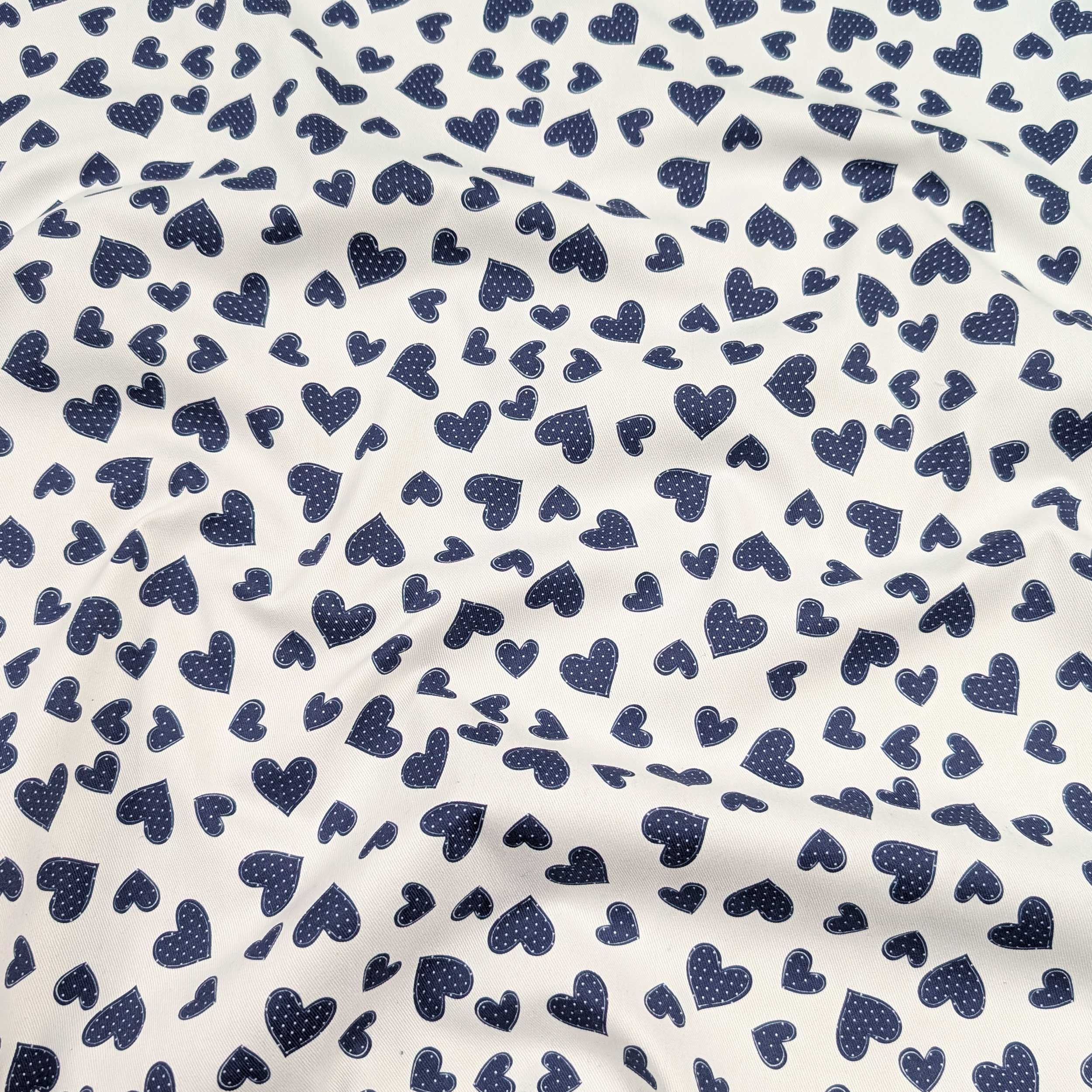 Blue Hearts Cotton Gabardine Image