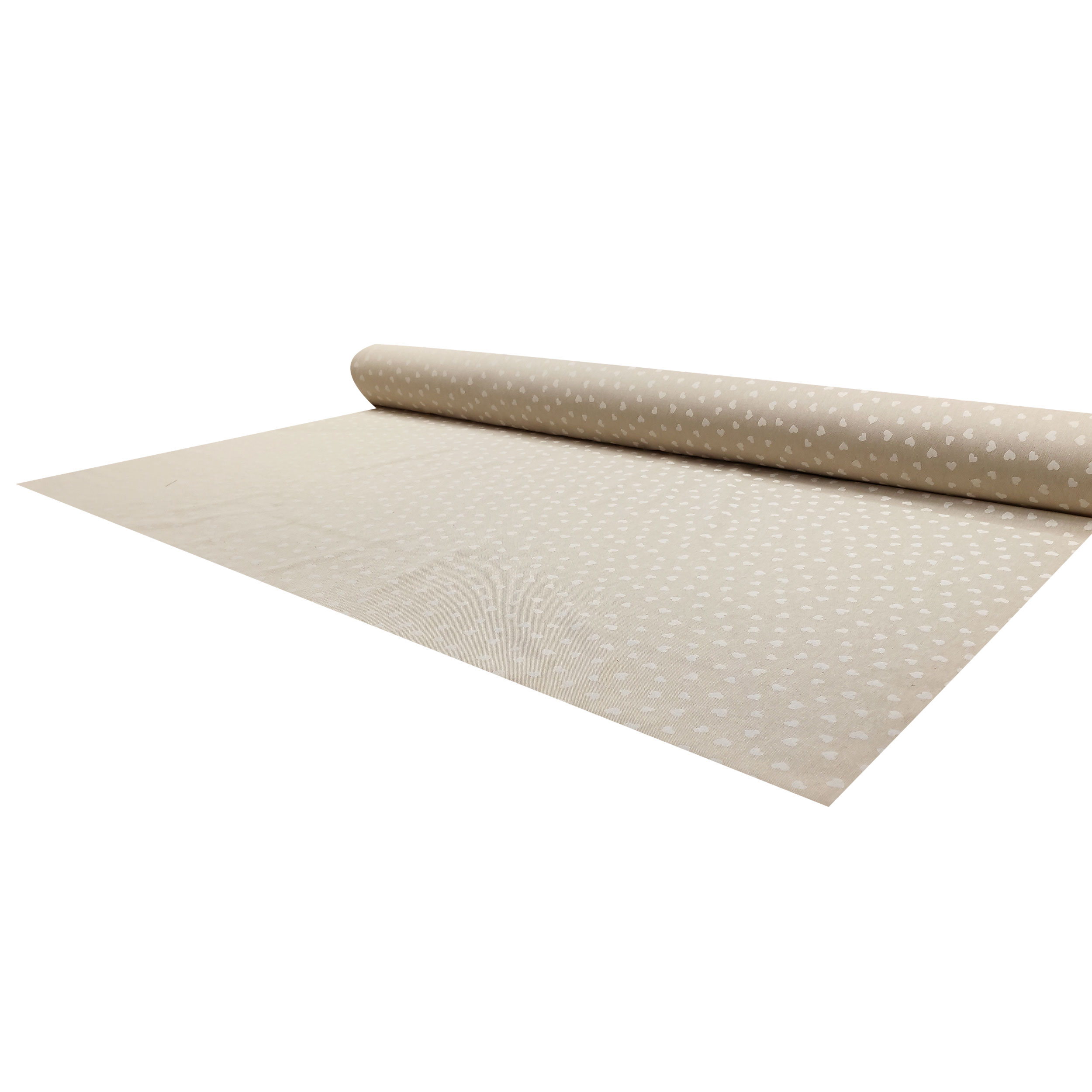 Panama White Hearts Beige Background