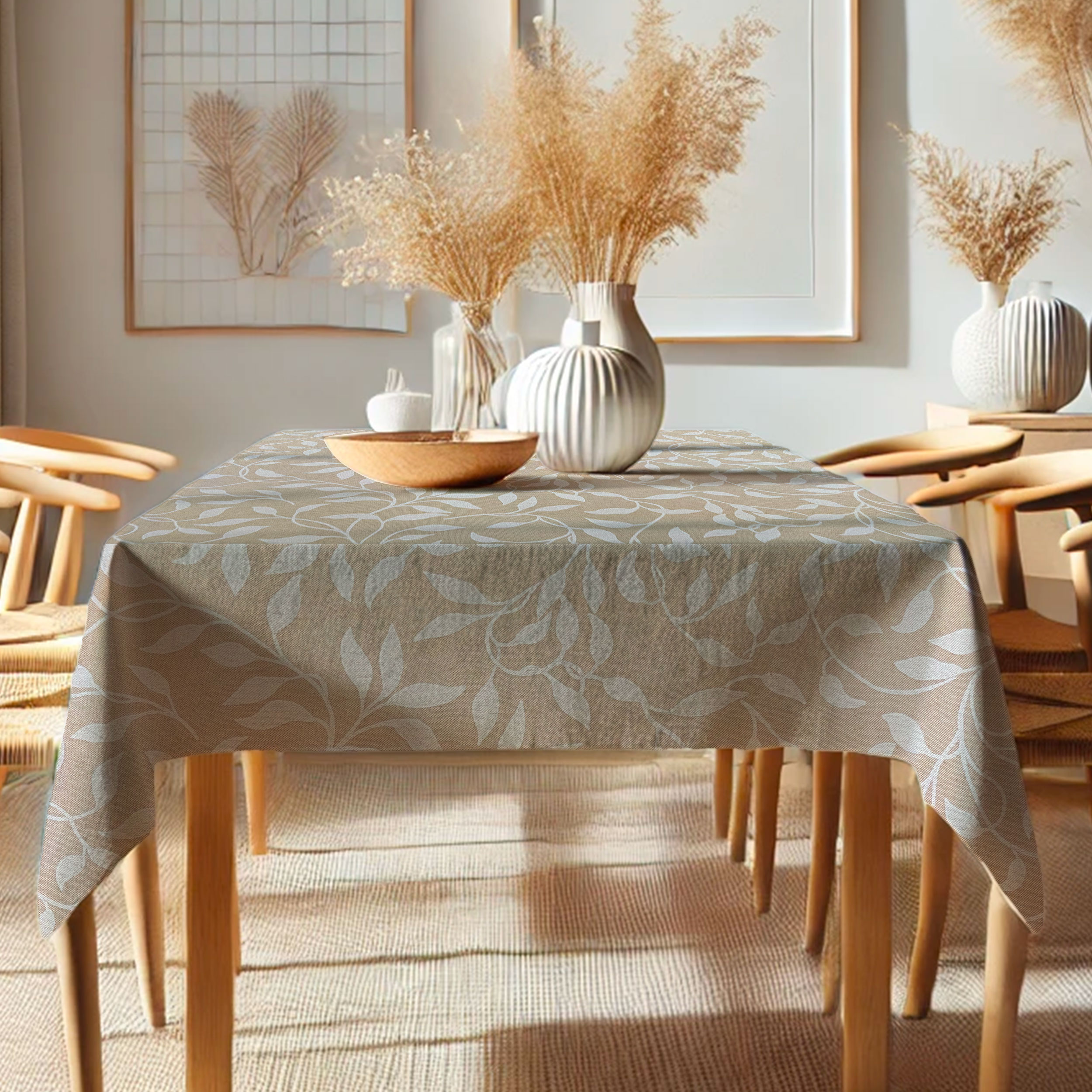 Packaged Tablecloth Foliage White Image