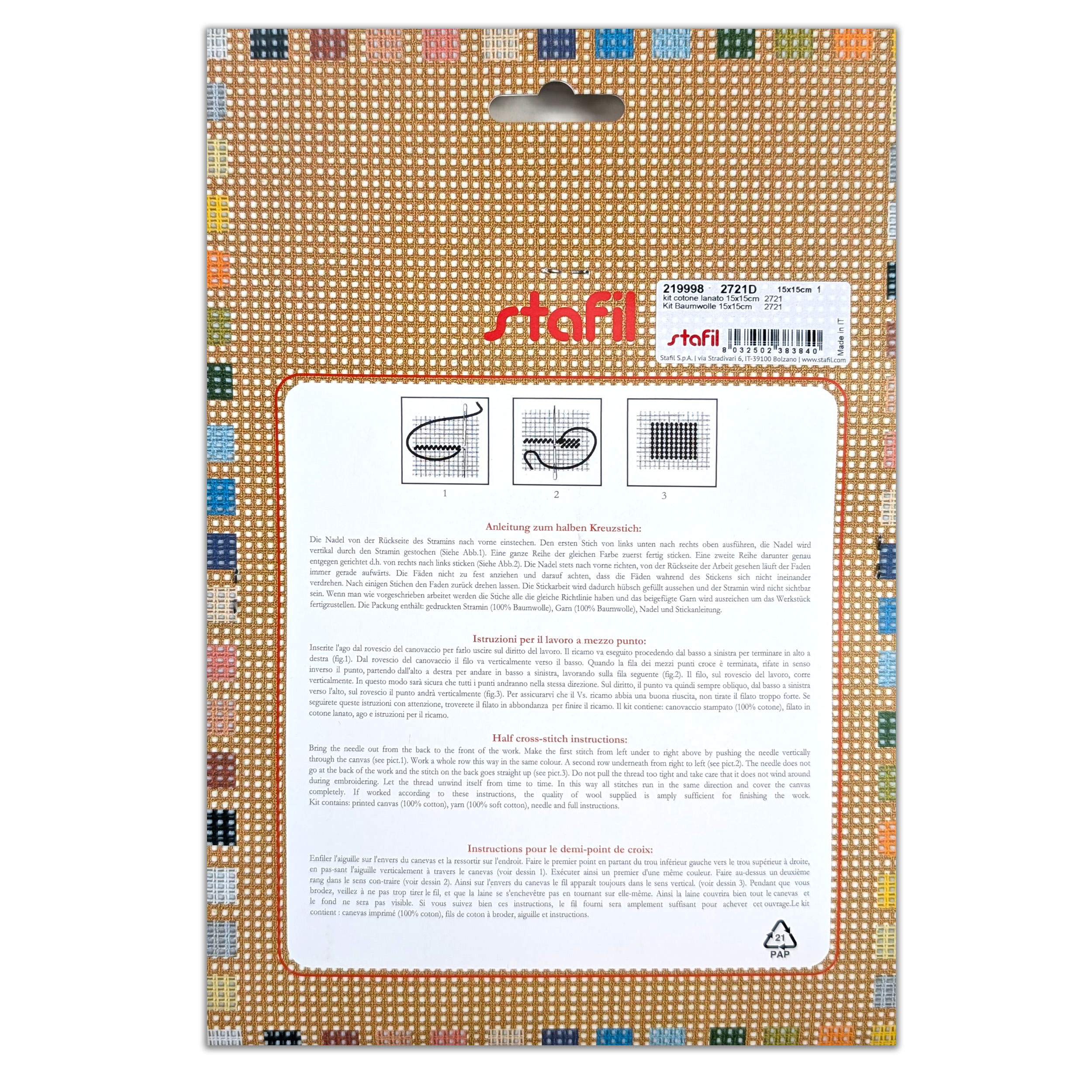 Half Cross Stitch Set "i Quadretti" Bernese Shepherd Image