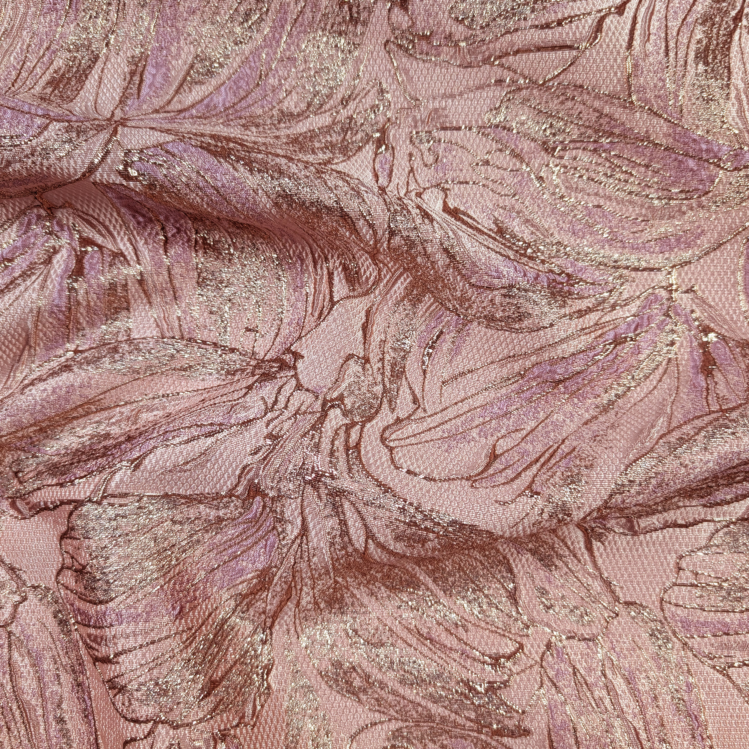 Brocado Alta Moda Floral Rosa y Oro Lurex Image
