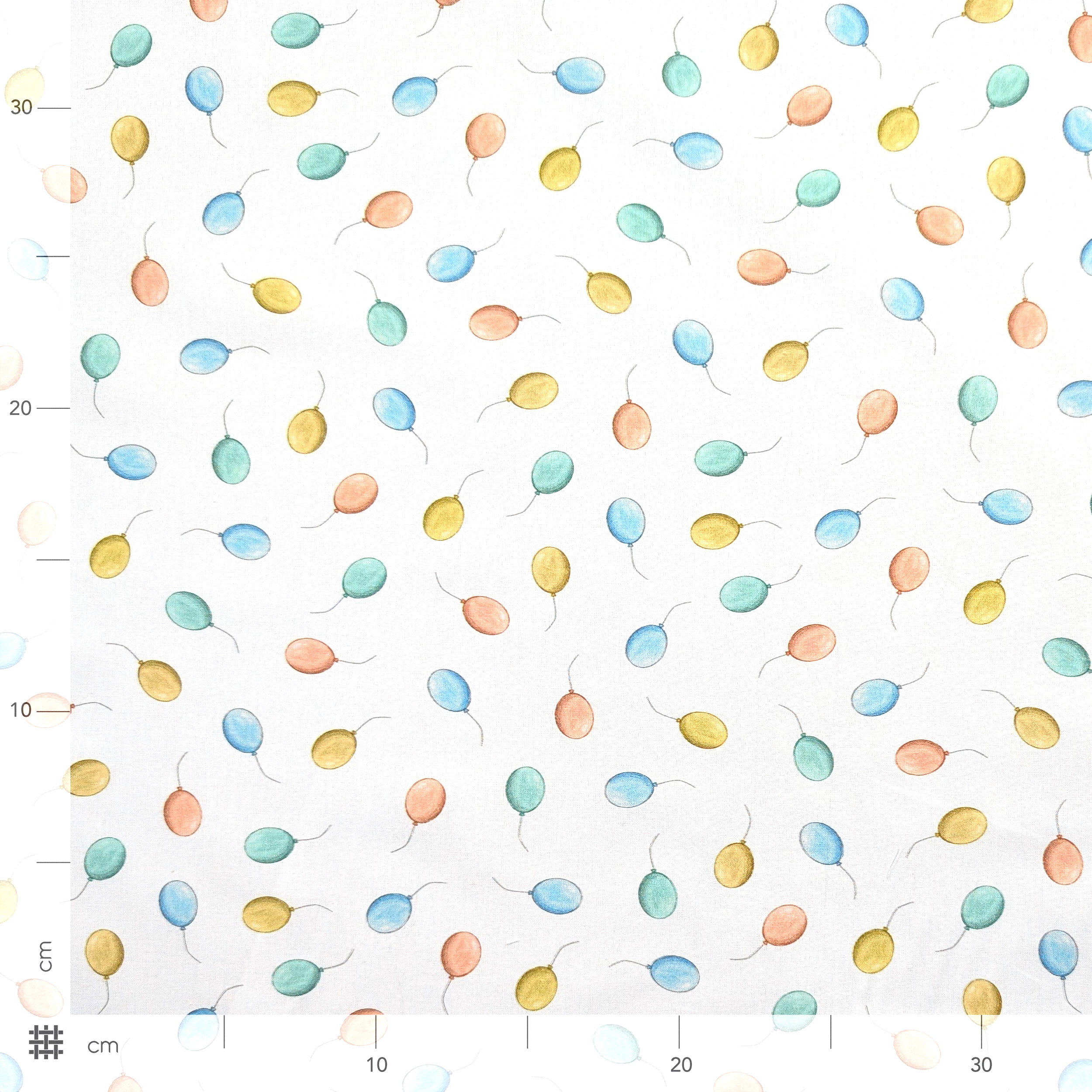 White Percale Cotton Coloured Balloons Image