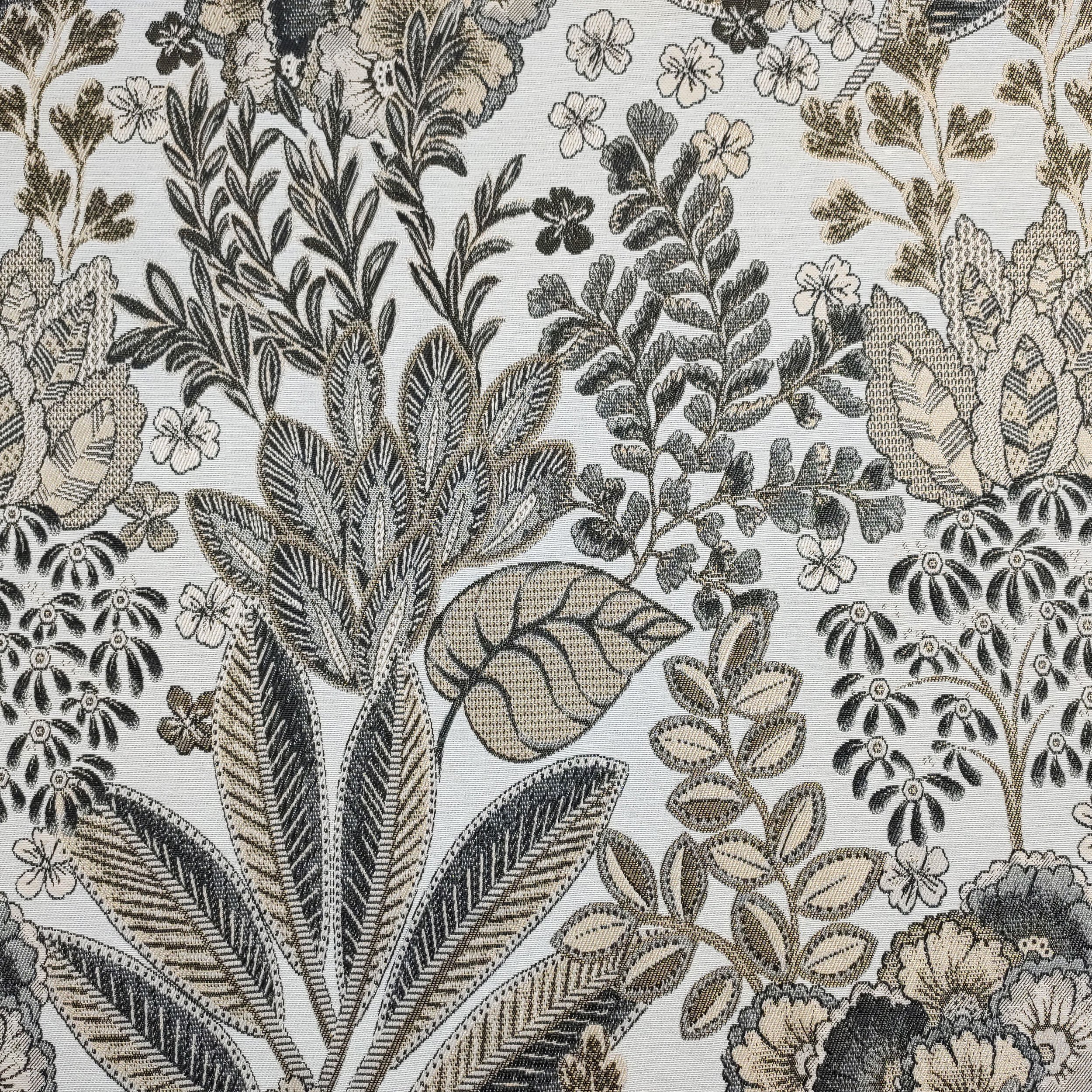 Tissu jacquard floral aux tons neutres
