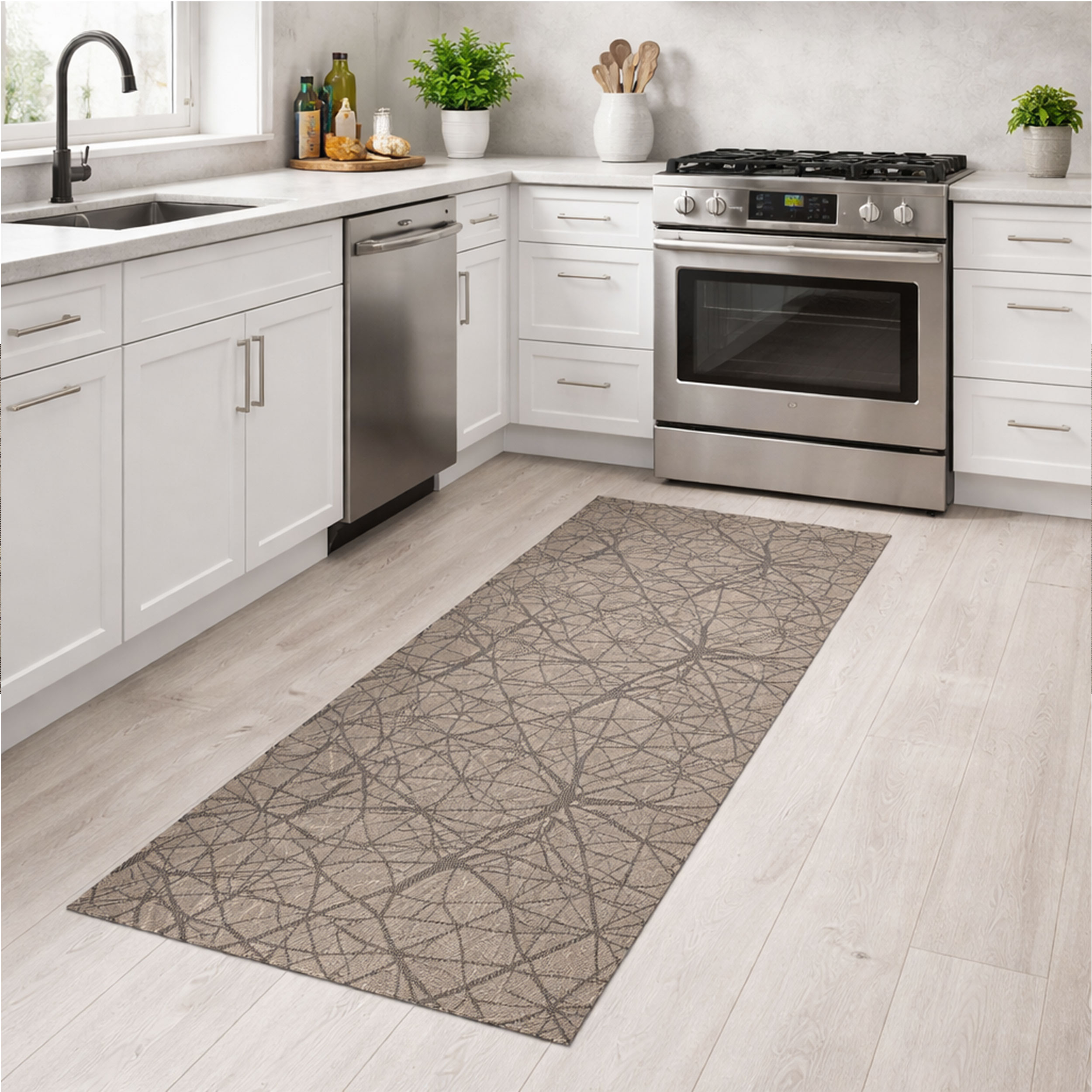 Woven Geometrical Patterned Kitchen Rug Image