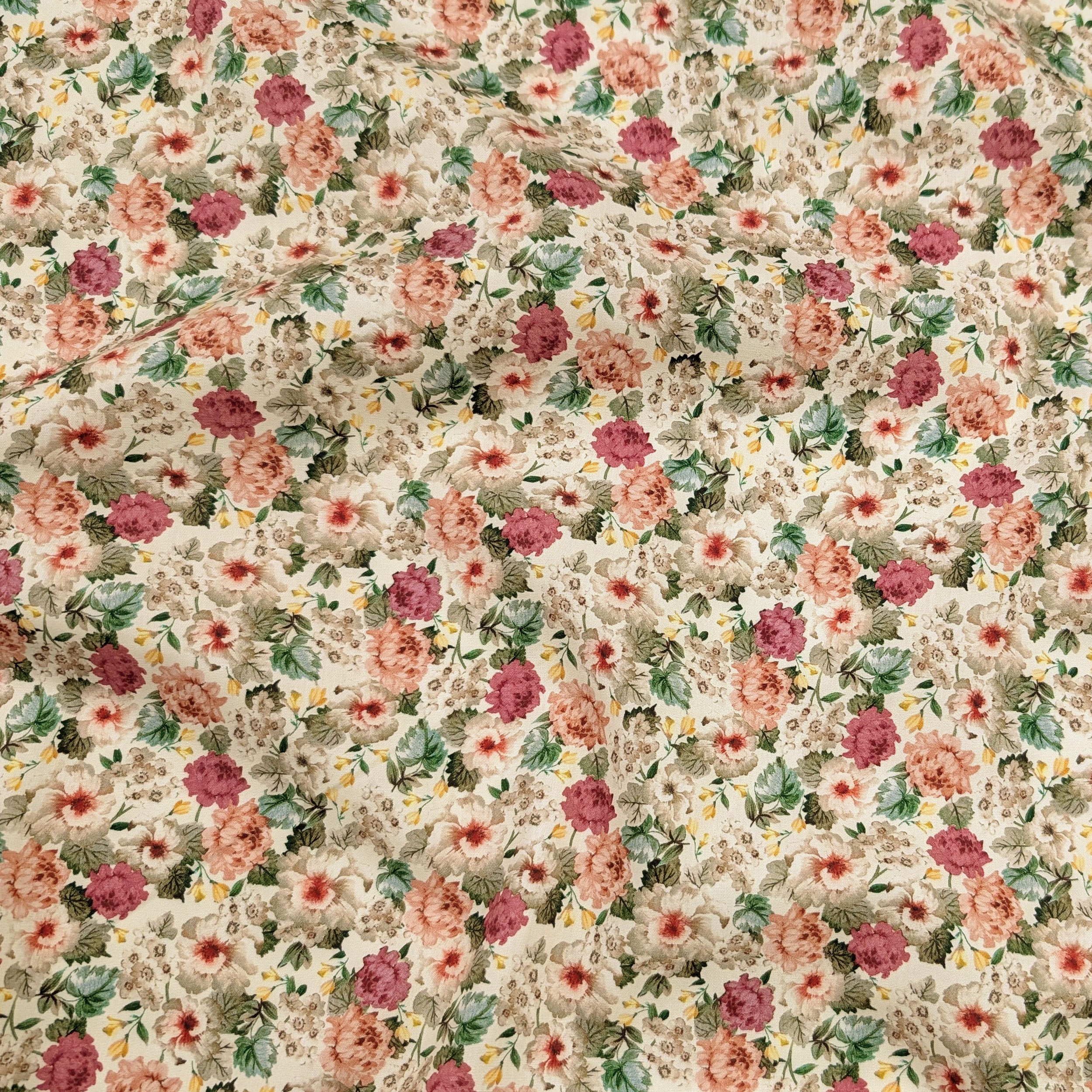 Poplin Cotton Romantic Bouquet Cream Image