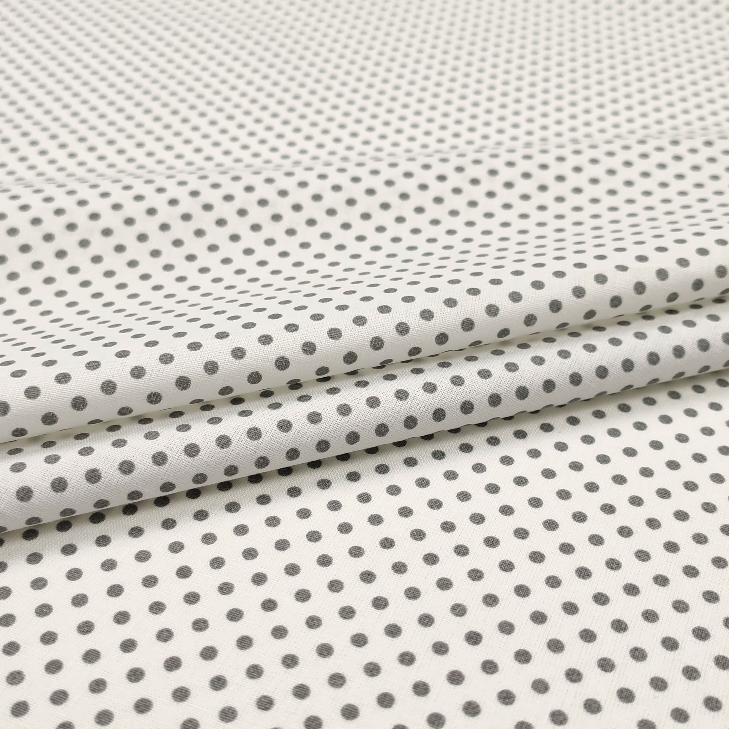 Baumwollstoff Weiß Polka Dot Grau