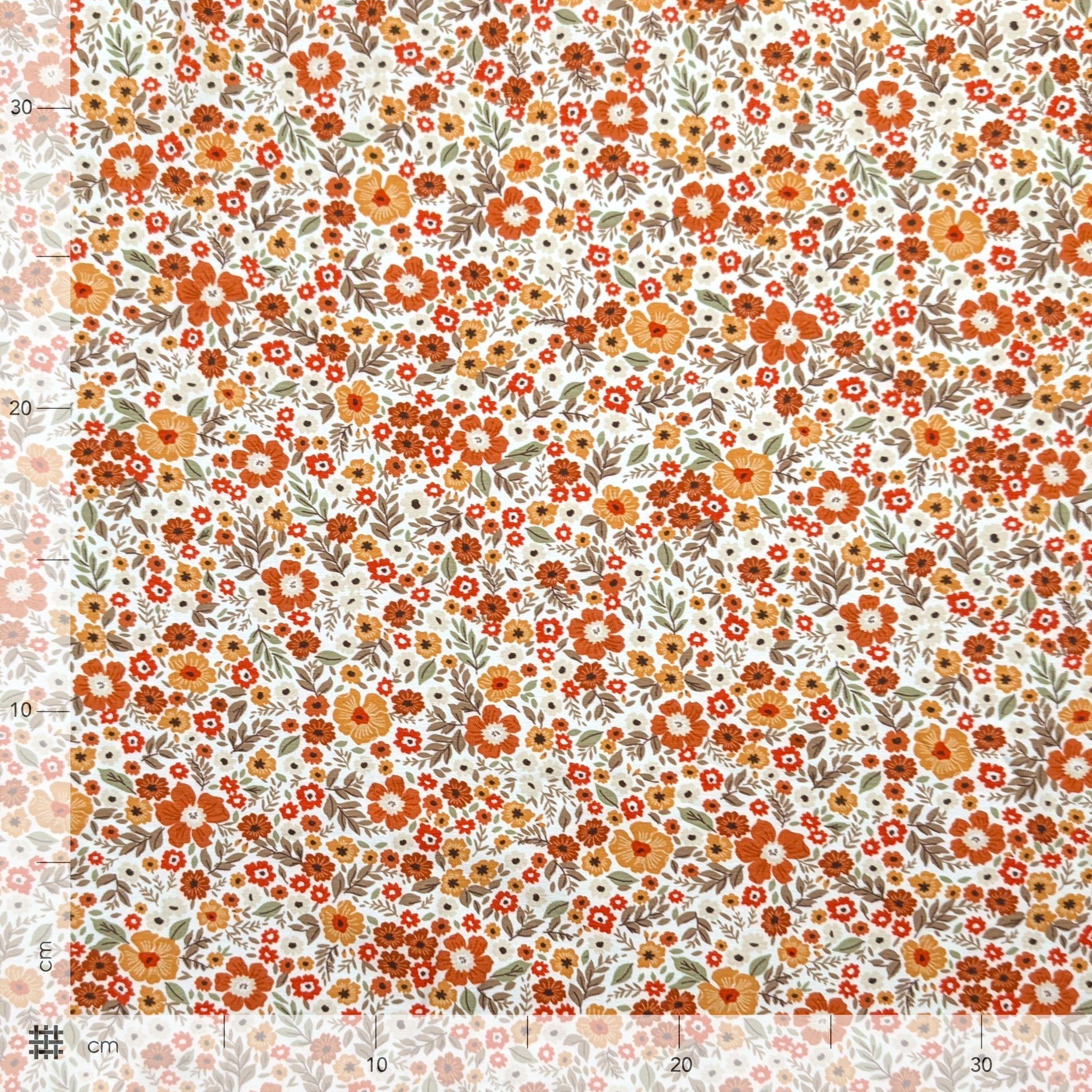 Jersey Cotton Orange Flowers Image