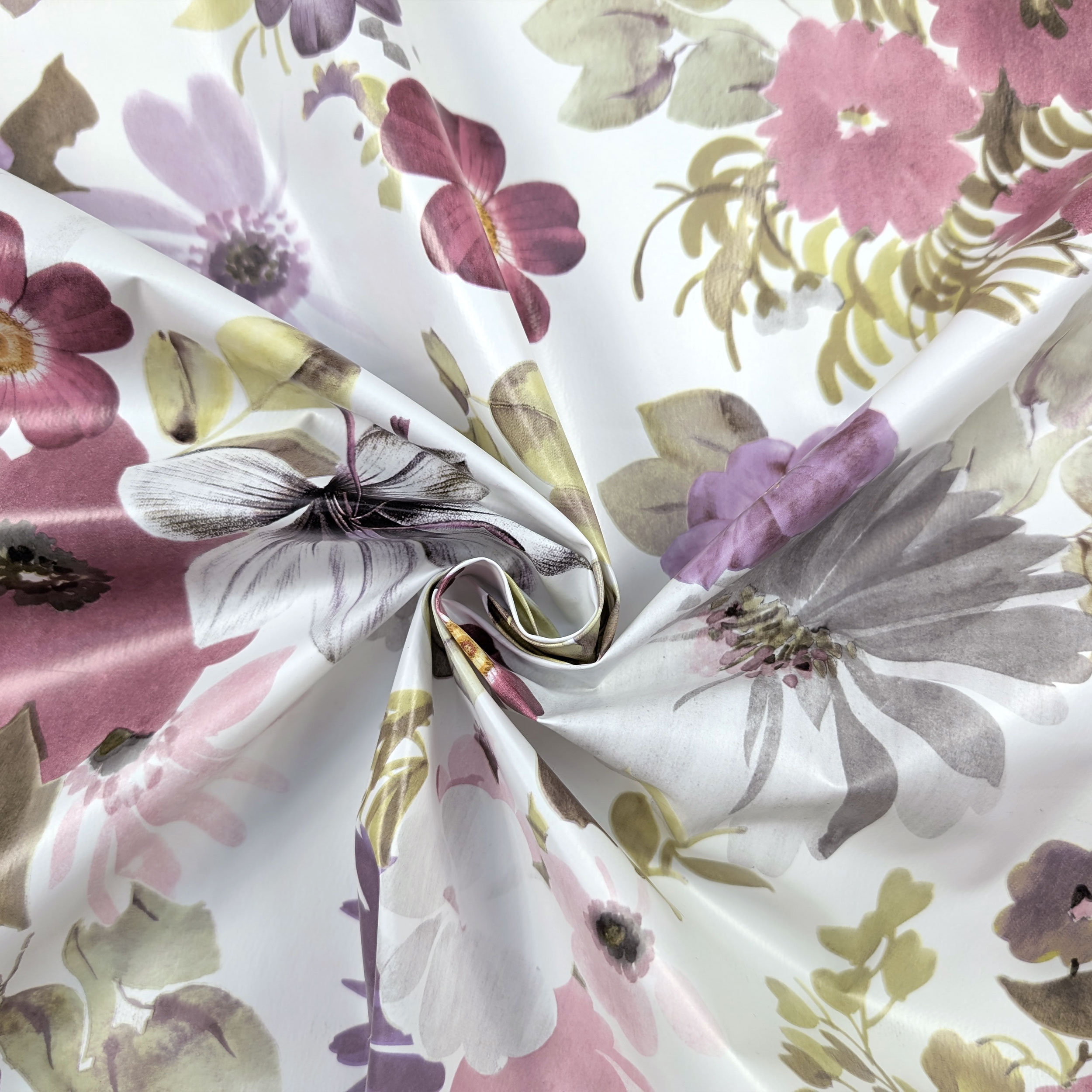 Fabric for Plasticised Tablecloth Flowers Pink Tones Image