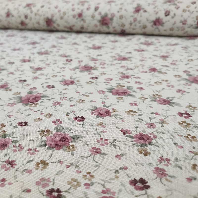 Cotton Blend Fabric Pink Flowers