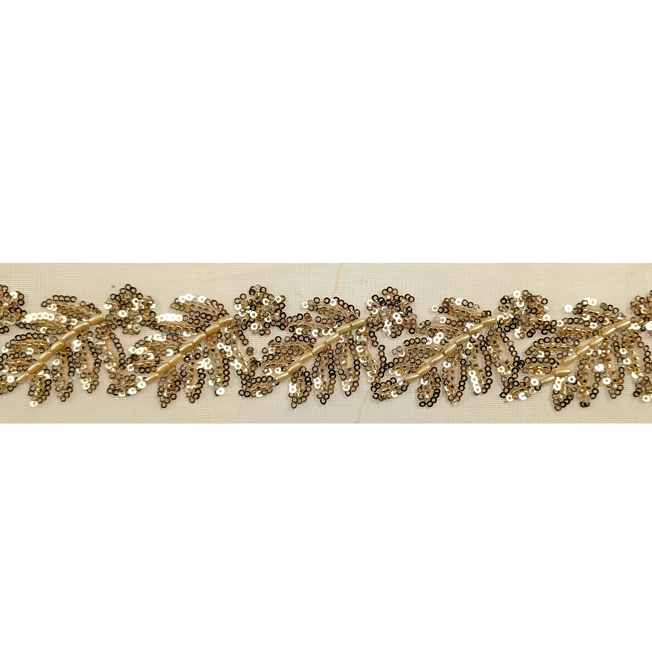 Trimmings Tulle Leaves Sequins and Beads Gold Image