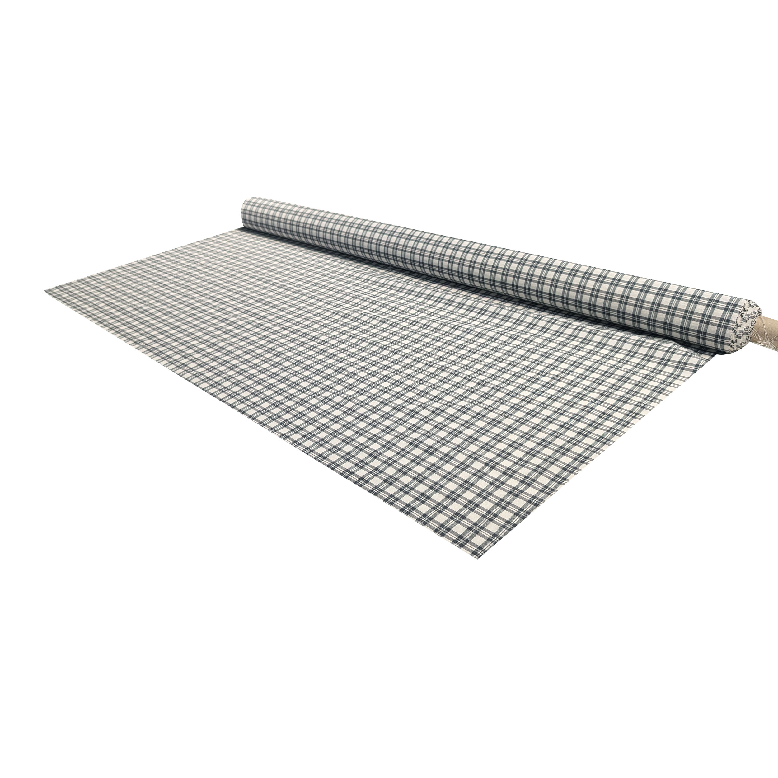 White and Anthracite Cotton-Blend Tartan Image