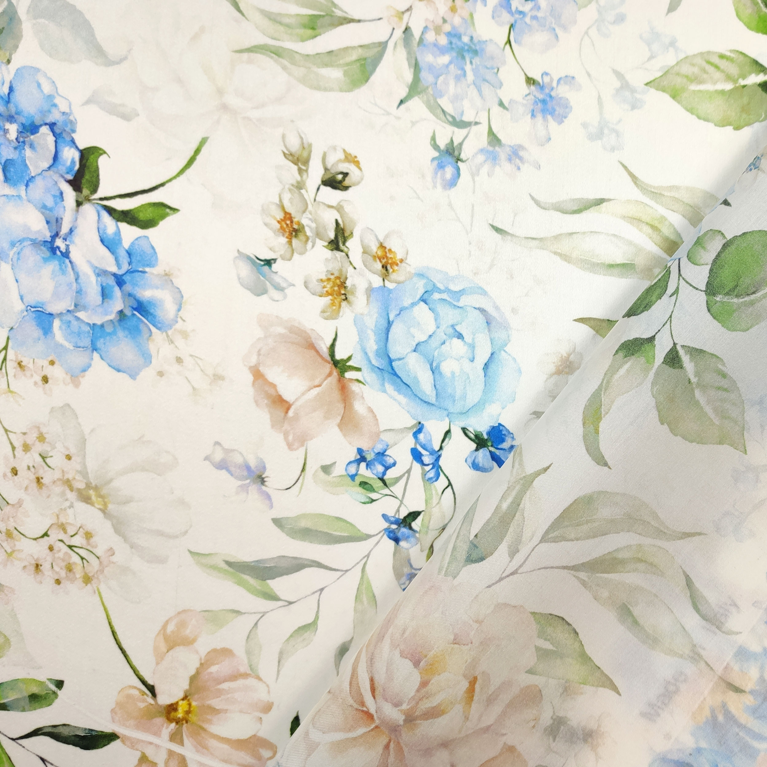 High Fashion Organza Powdery and Light Blue Flowers Image