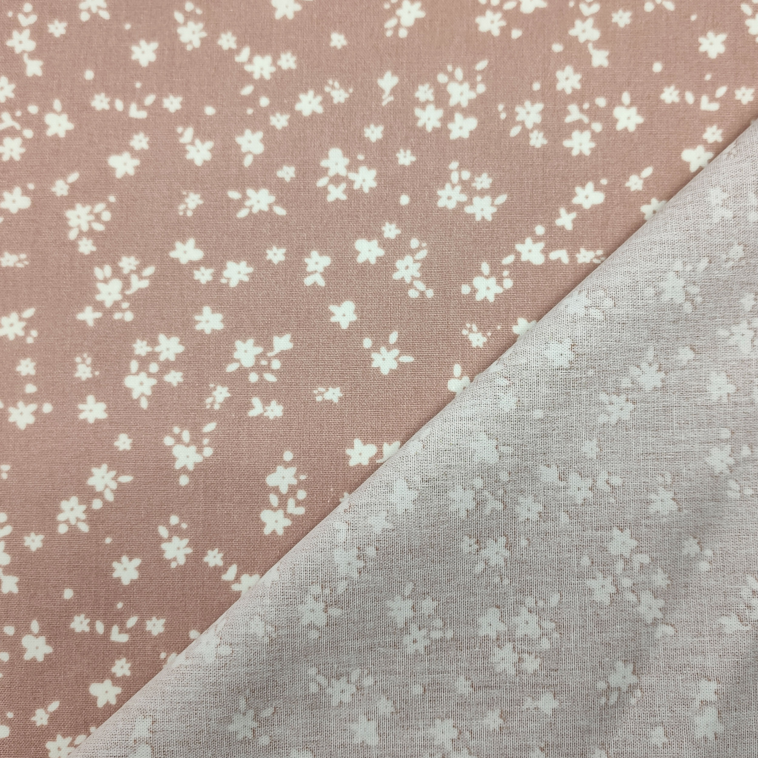 Tissu Coton Fleurs Fond Rose Antique Image