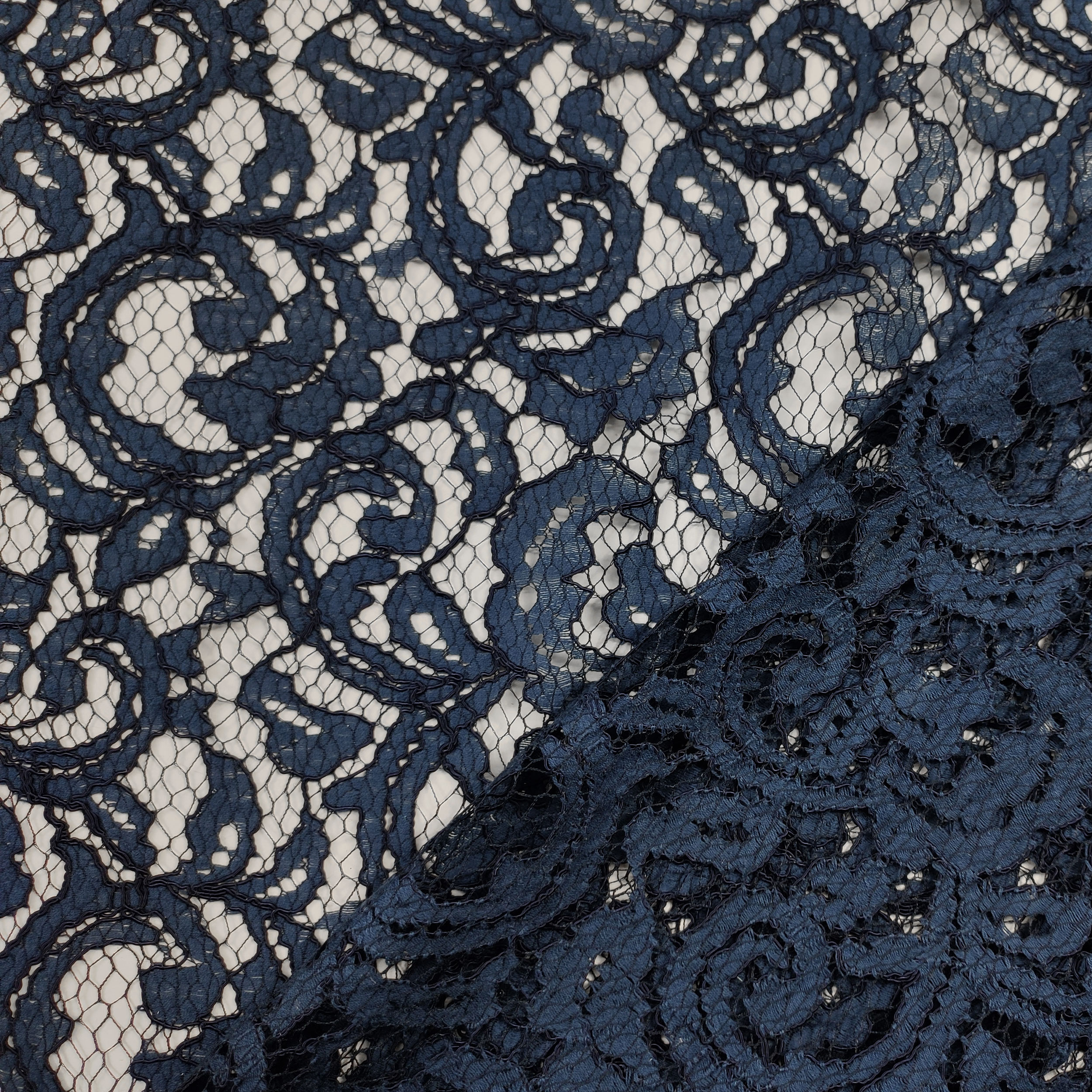 Tissu de dentelle en coton mélangé bleu