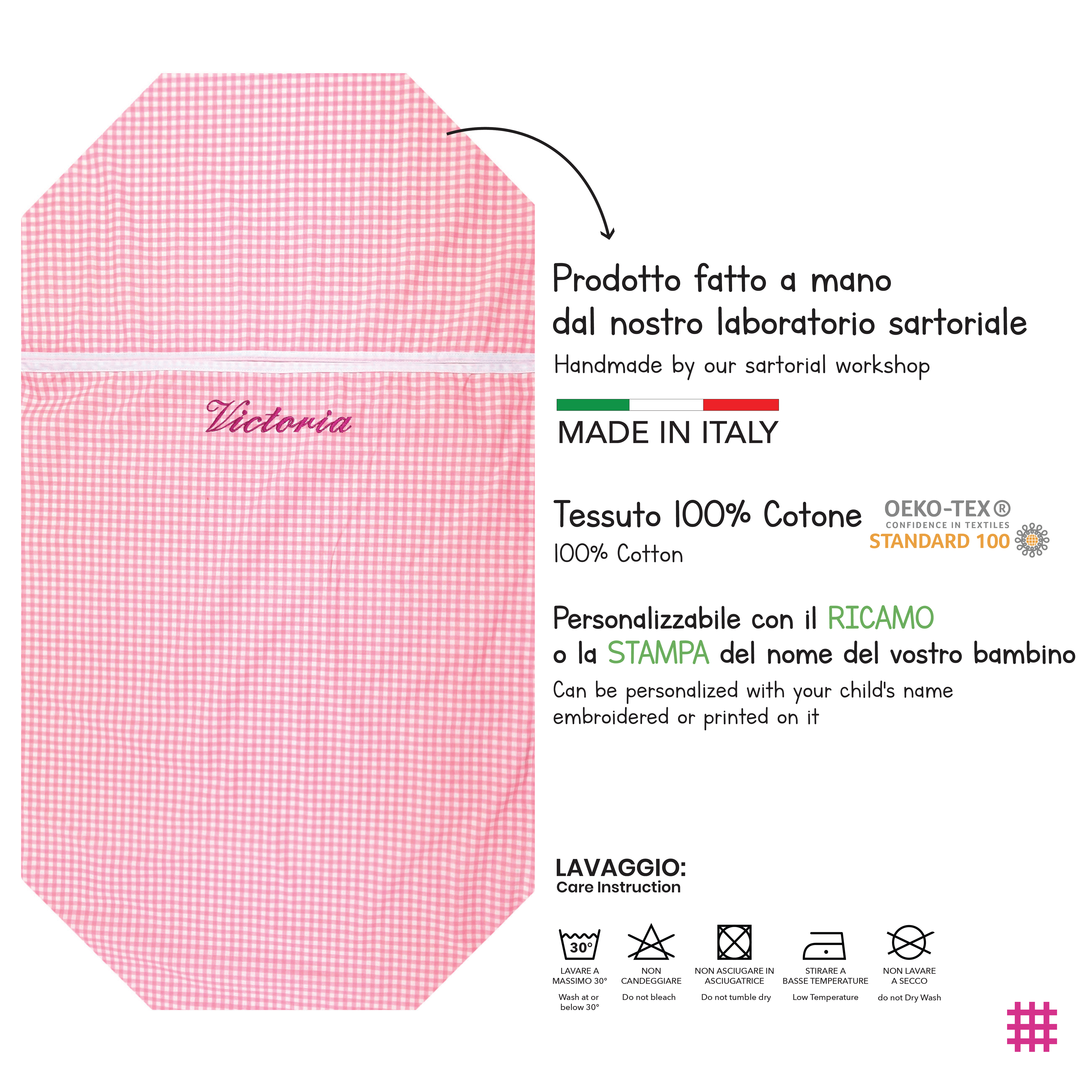 Saco de Dormir de Verano en Forma de Cuadrados Brandy Rosa Image