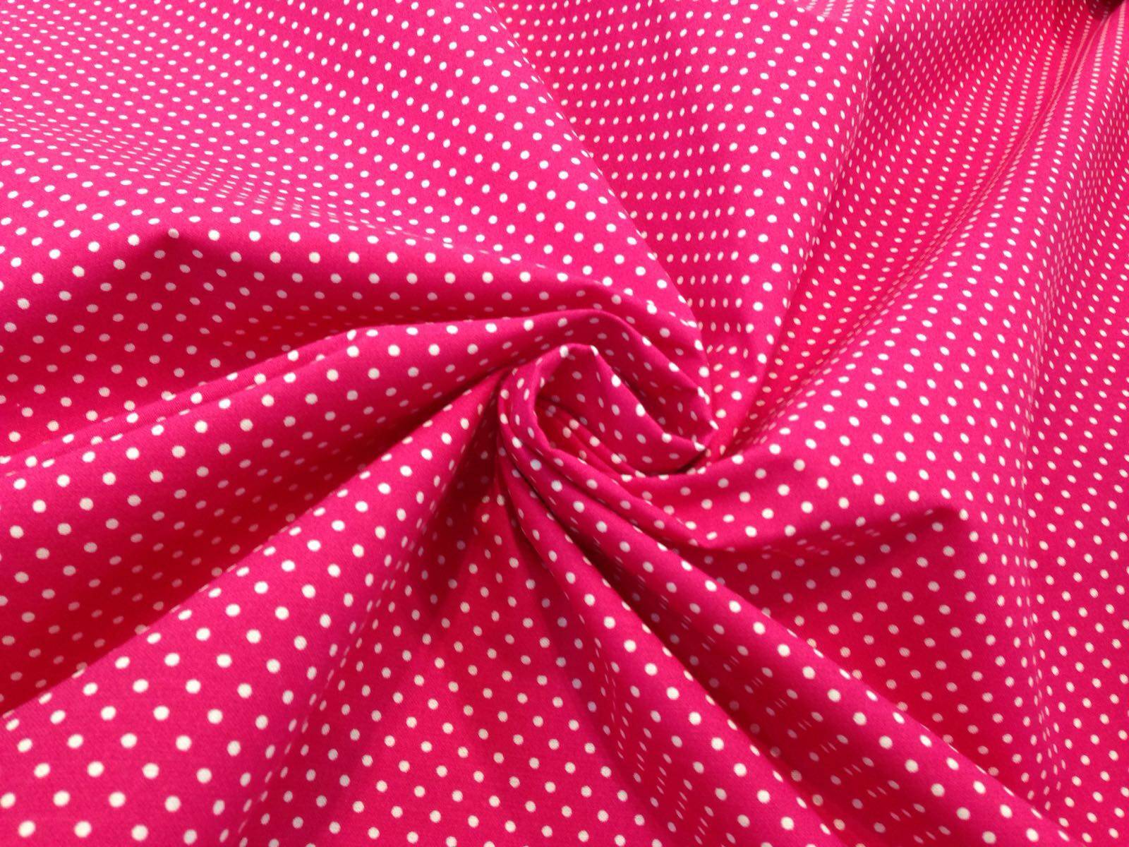Fuxia Polka Dot Baumwollstoff