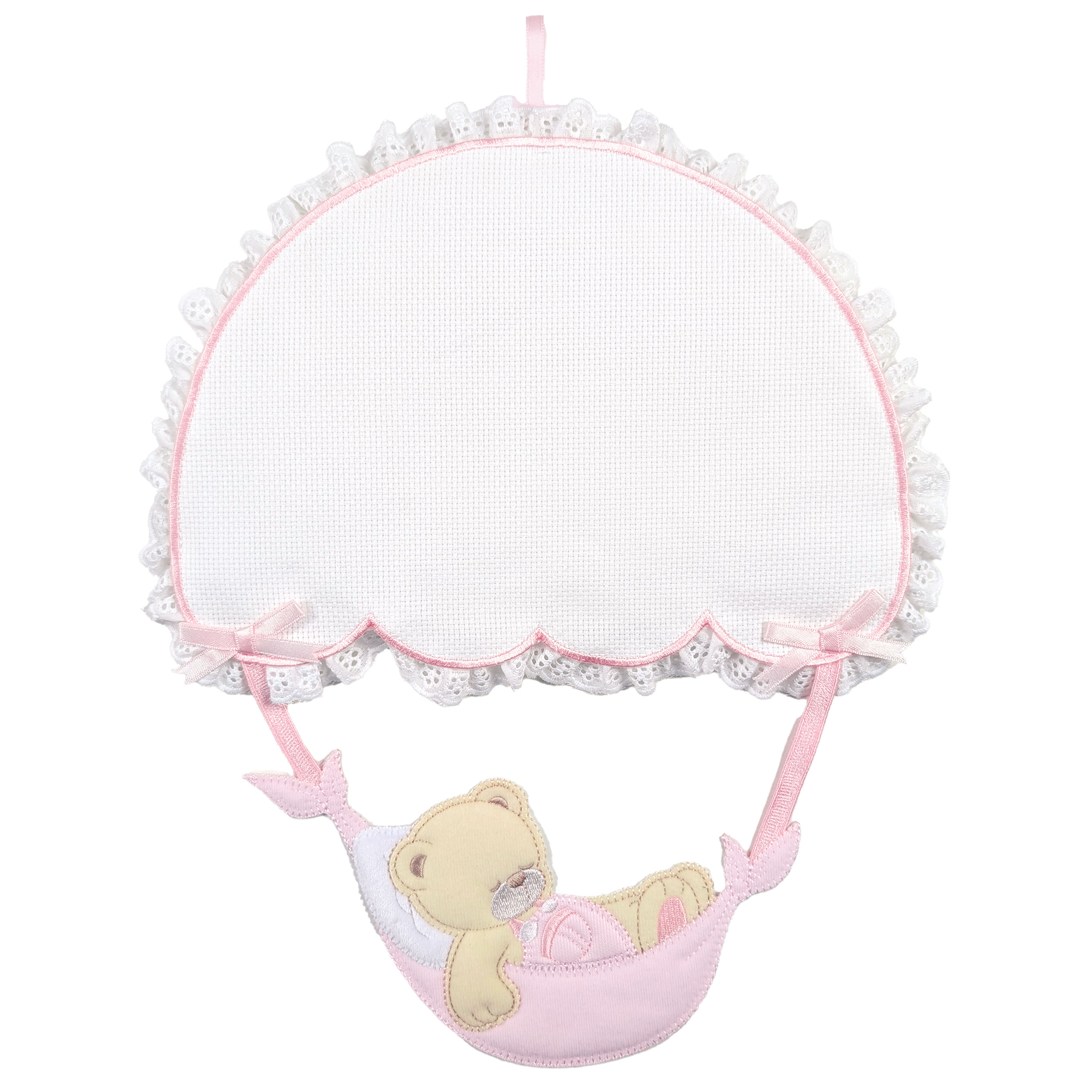 Parachute Birth Ribbon with Pink Bear Image