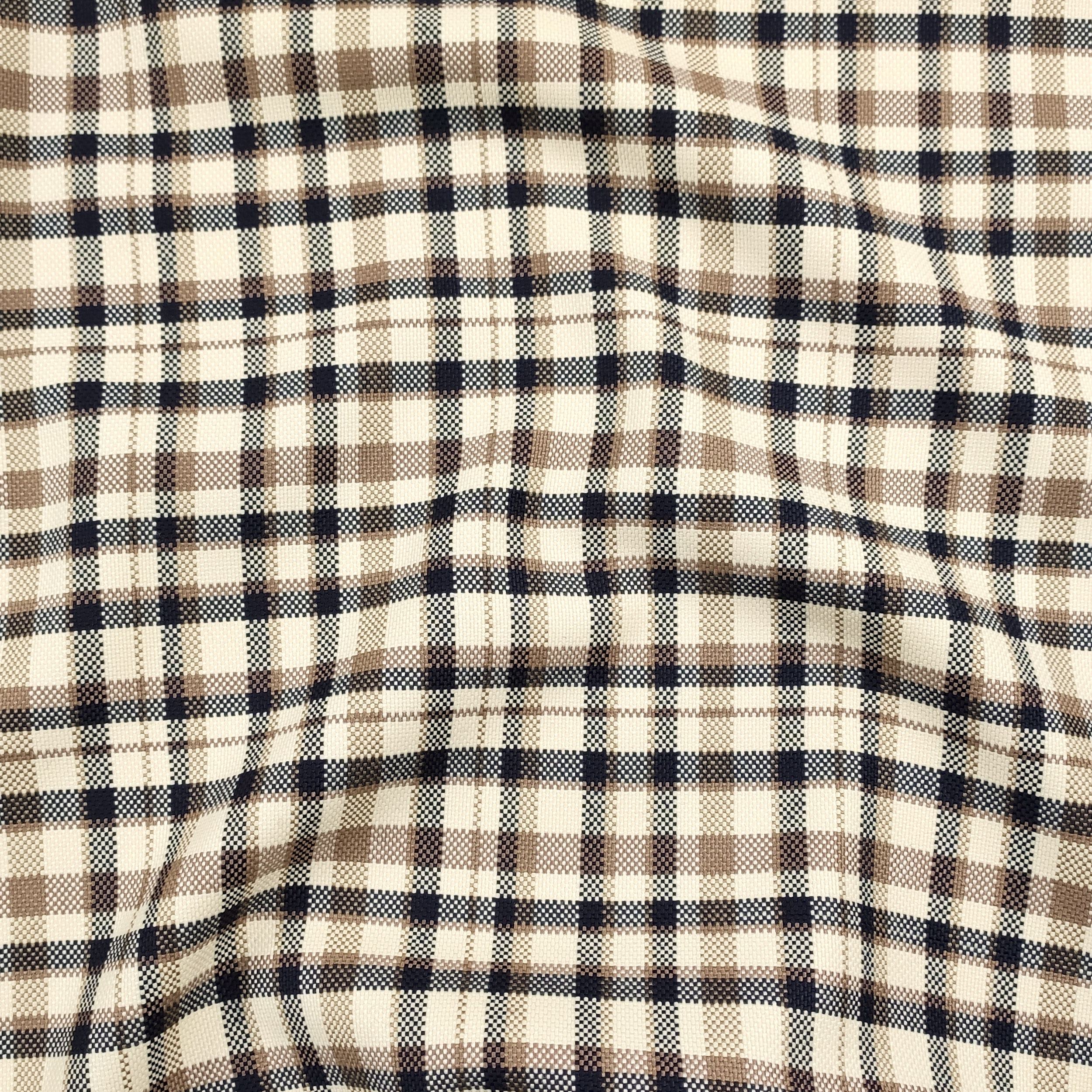 Tissu à carreaux bleu et beige