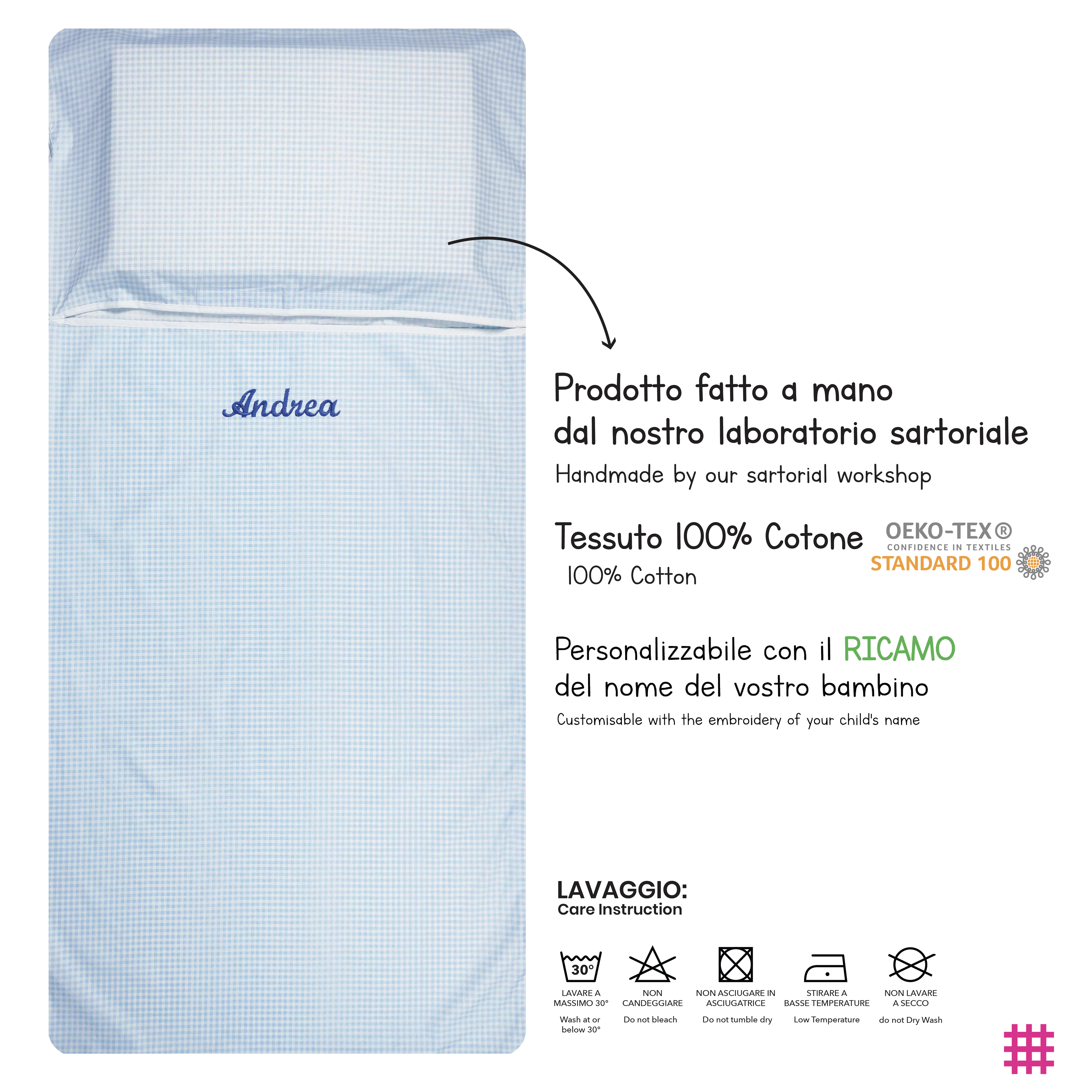 Sacco Nanna Estivo Quadretti Azzurro Image