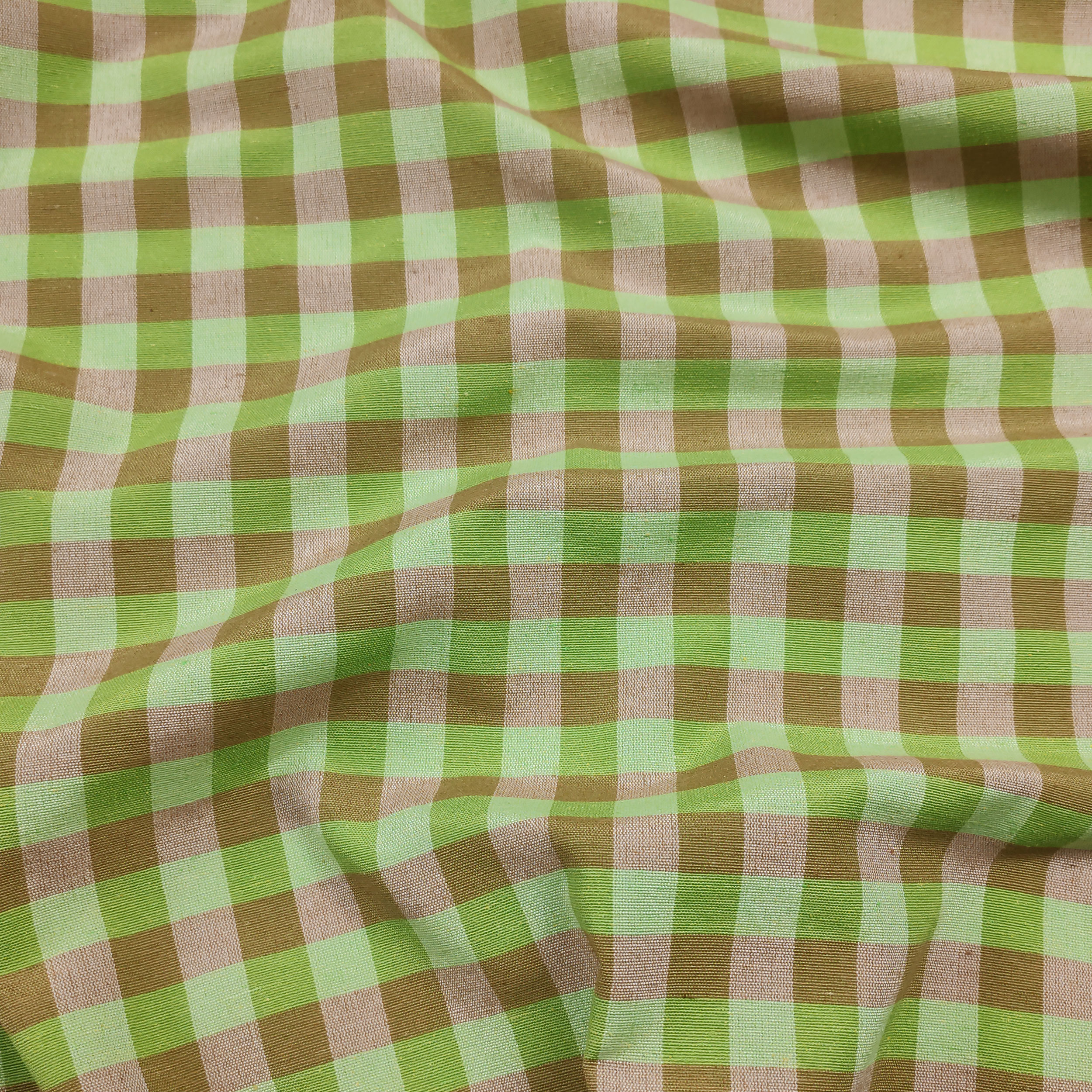 Tissu teint en fil pour nappe à carreaux vert camel