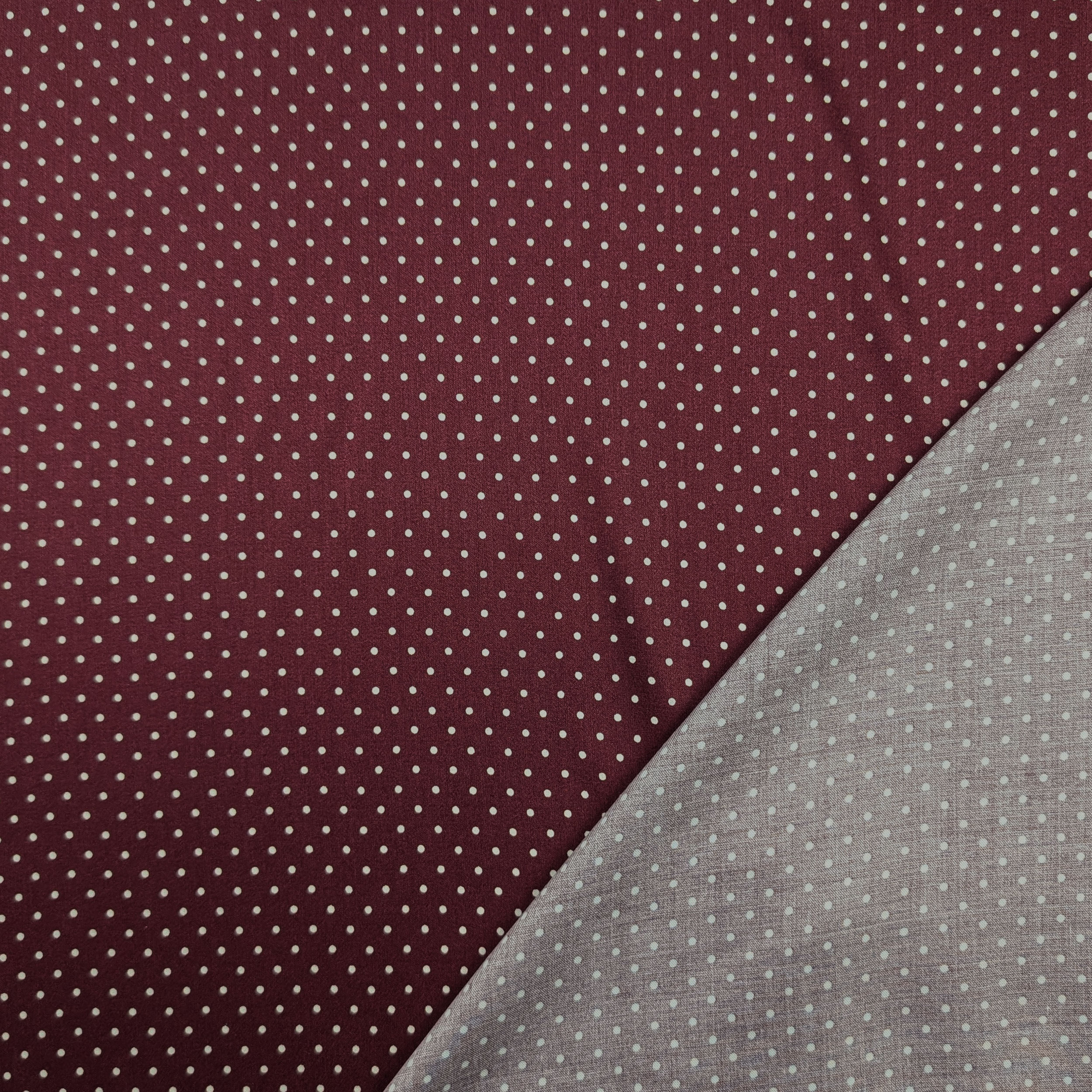 Viscose fabric Bordeaux White polka dots Image