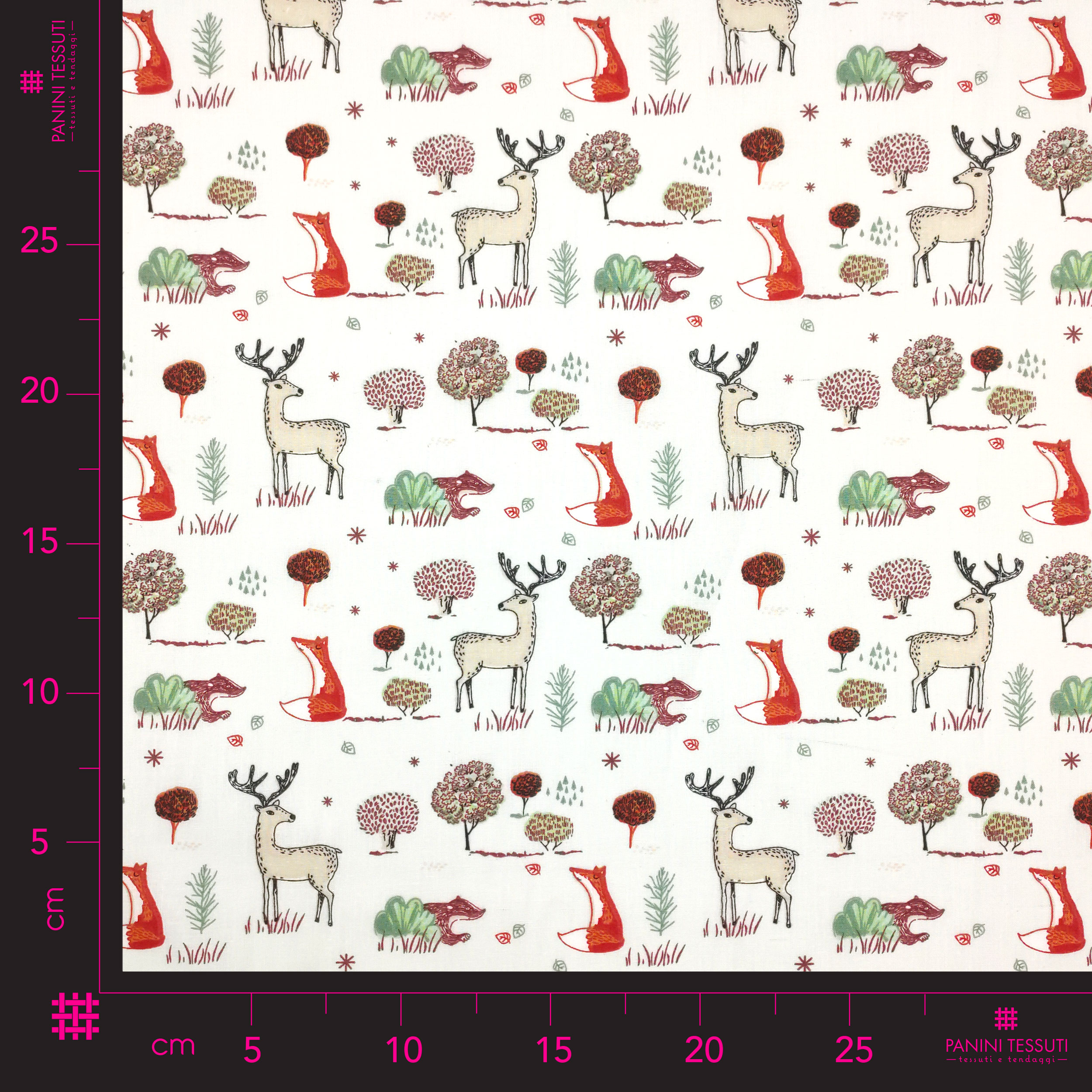 Tissu de coton cerfs et renards