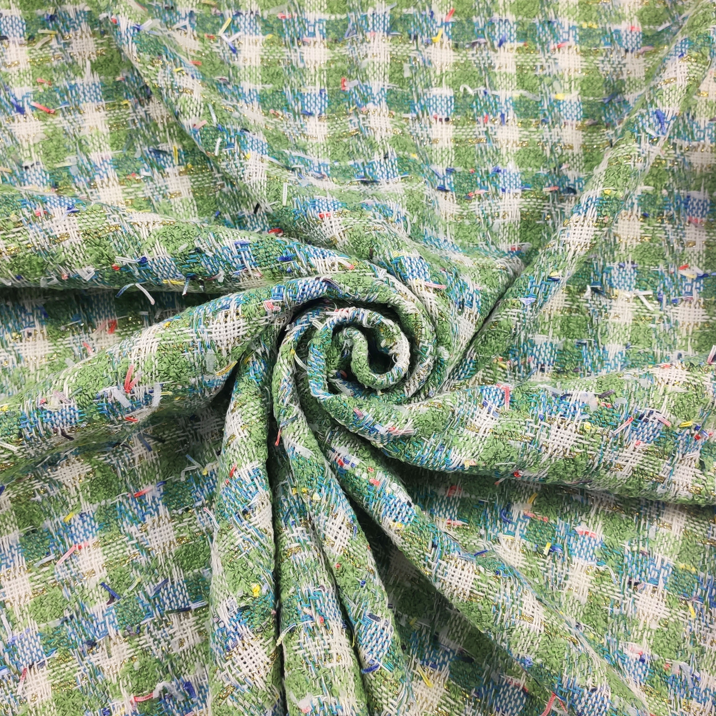 Tela Jacquard Moda Verde Azul Image