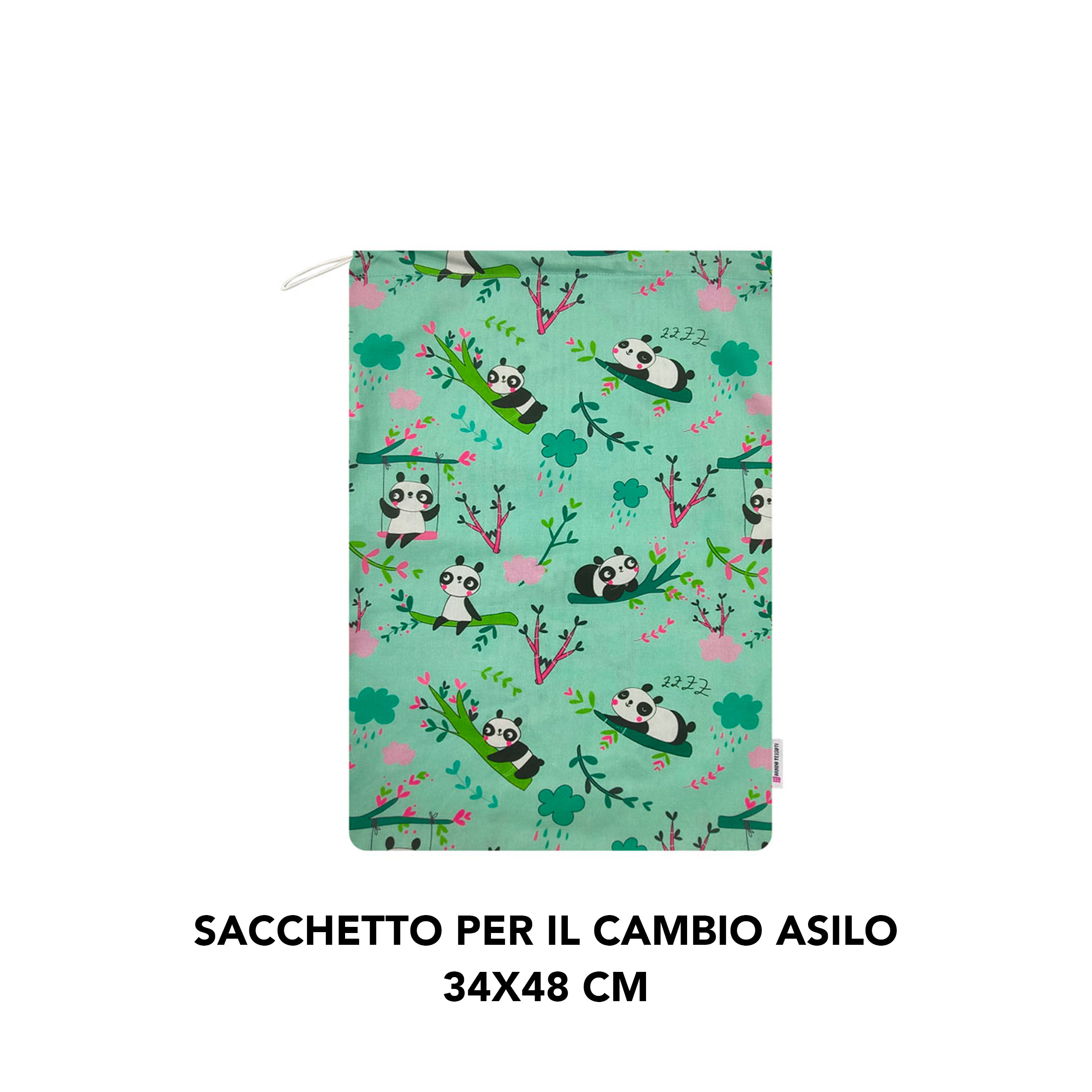Sac à langer Kindergarten Panda Mint Green Background - Panini Fabrics