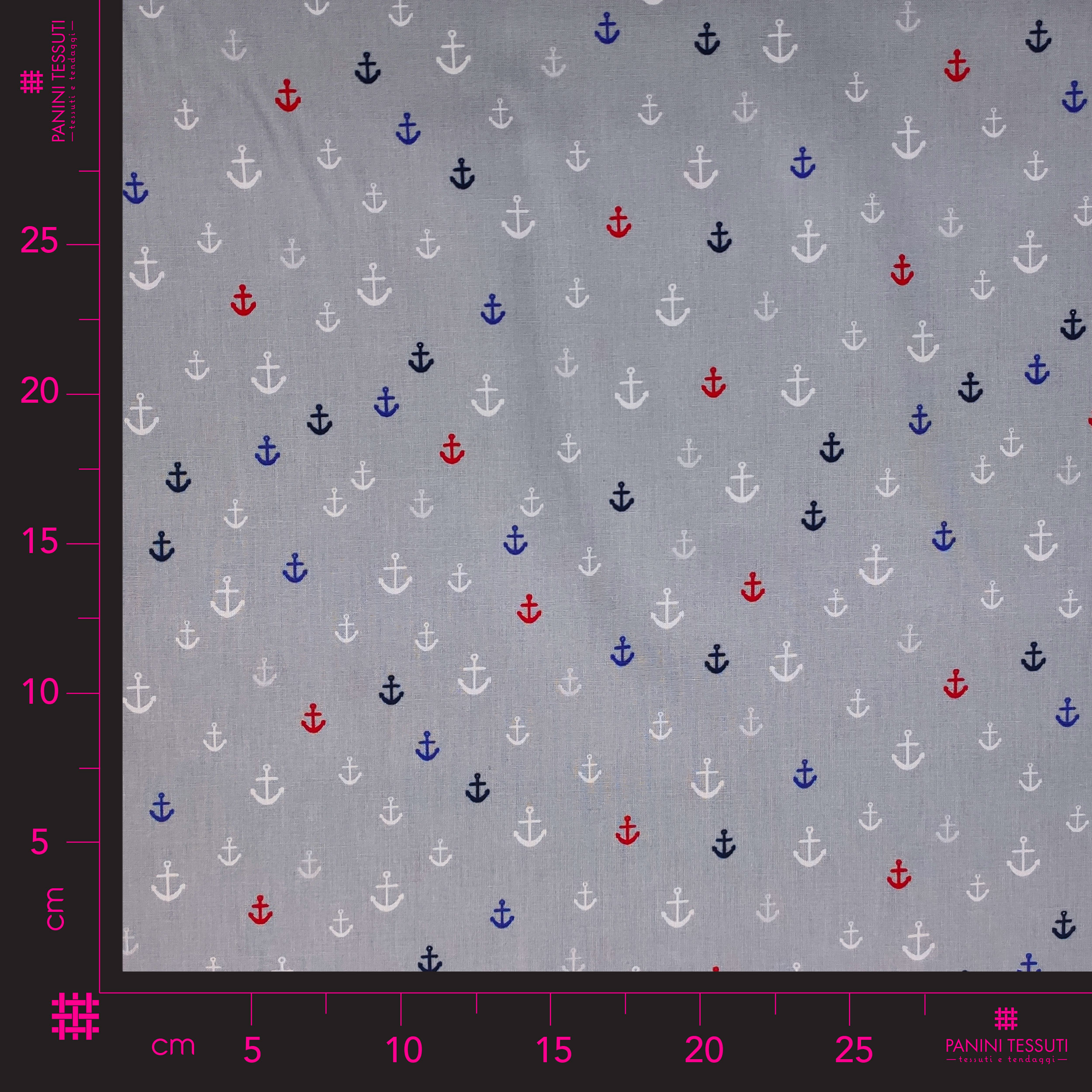 Mini Anchors Grey Cotton Poplin  Image
