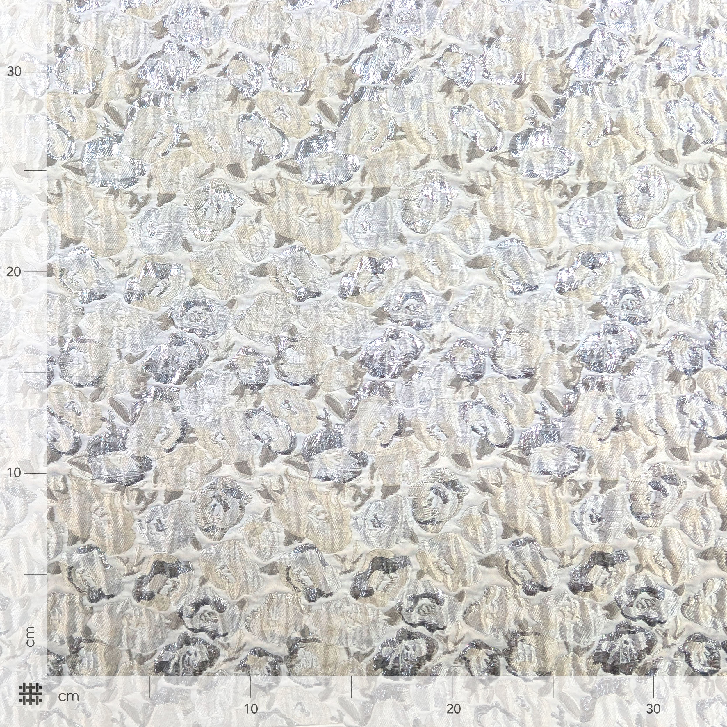 High Fashion Brocade Silver and White Flowers Image