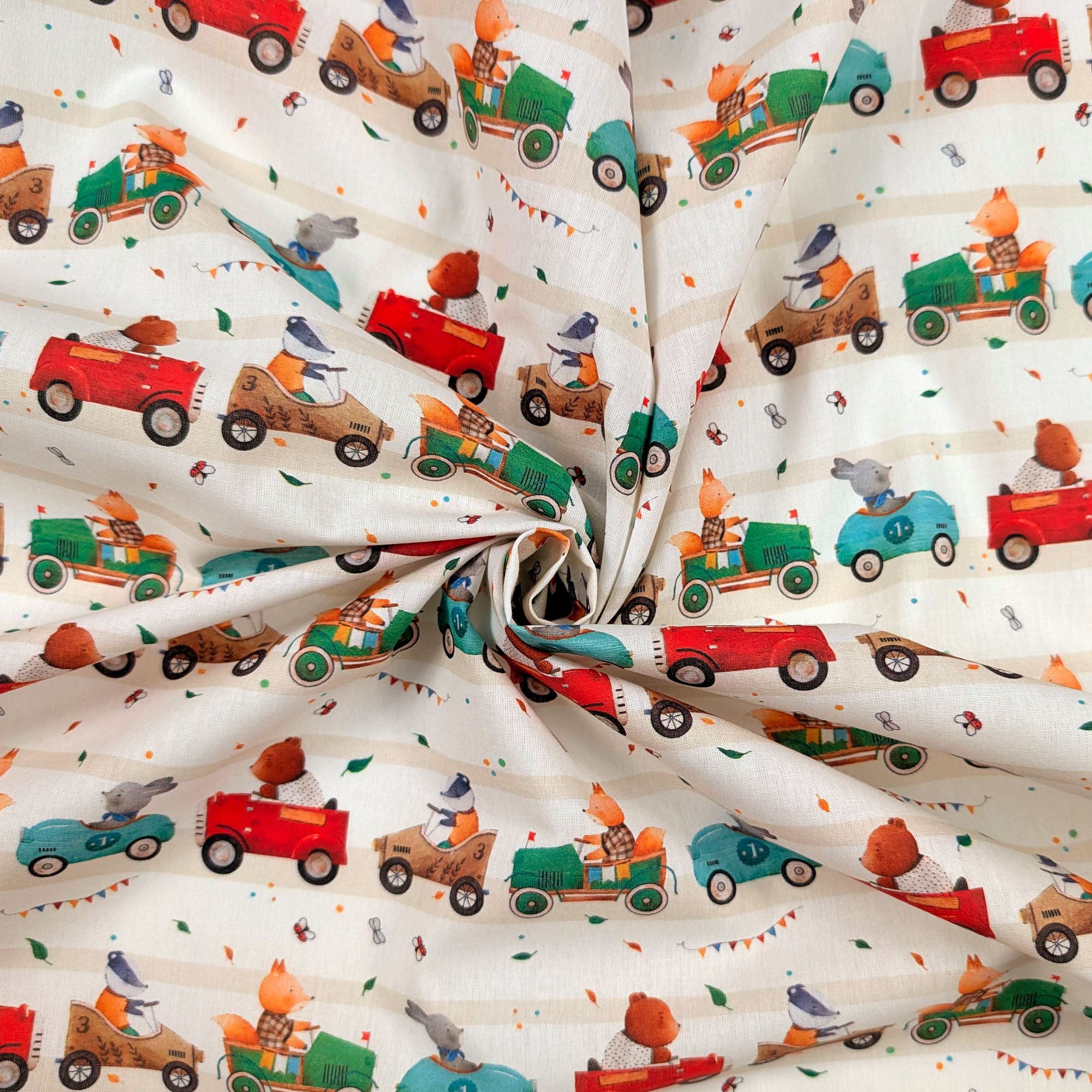 Percale Cotton: Toy Car Race Image