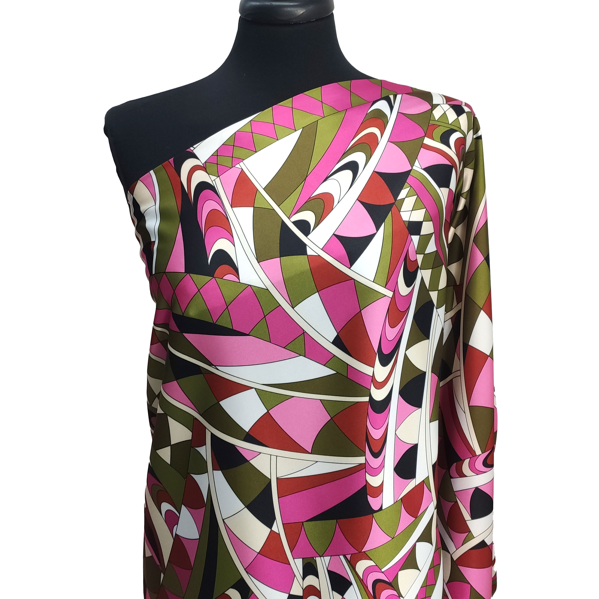Conjunto Satén Elástico Moda Fantasía Abstracta Fuxia