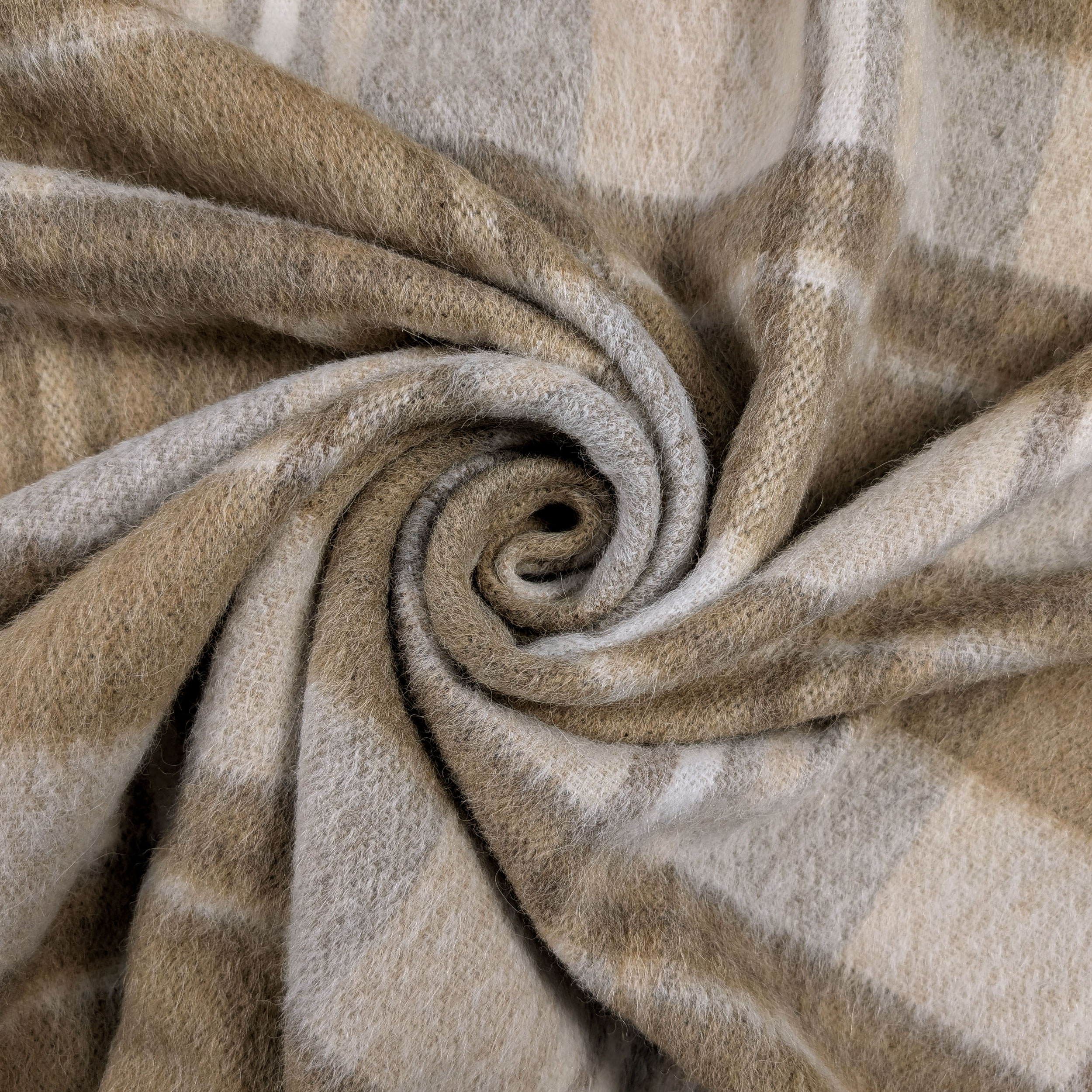 Abrigo de mezcla de lana y tartán beige Image