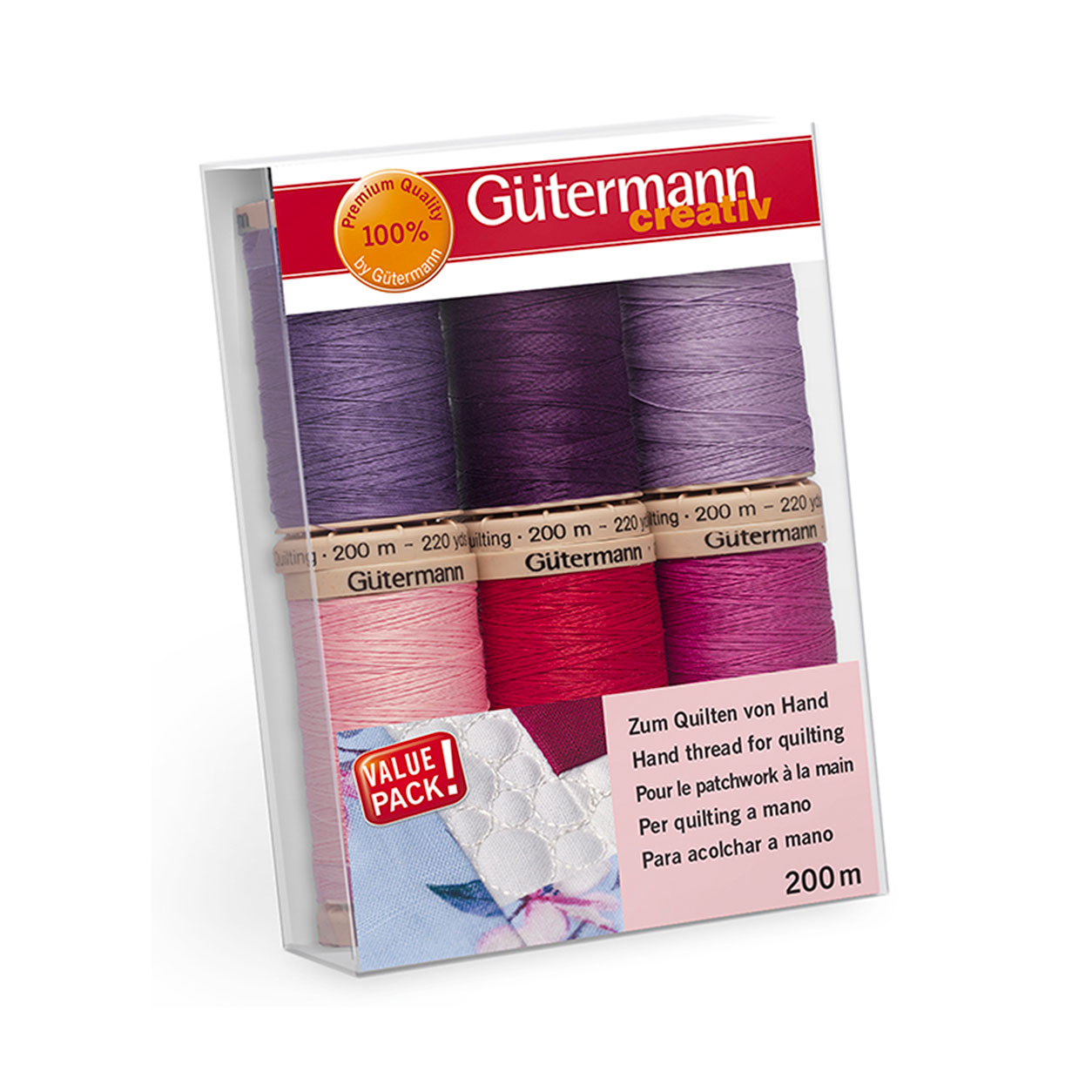 Gutermann Hilo de Acolchar a Mano 6 Bobinas Tonos de Rosa
