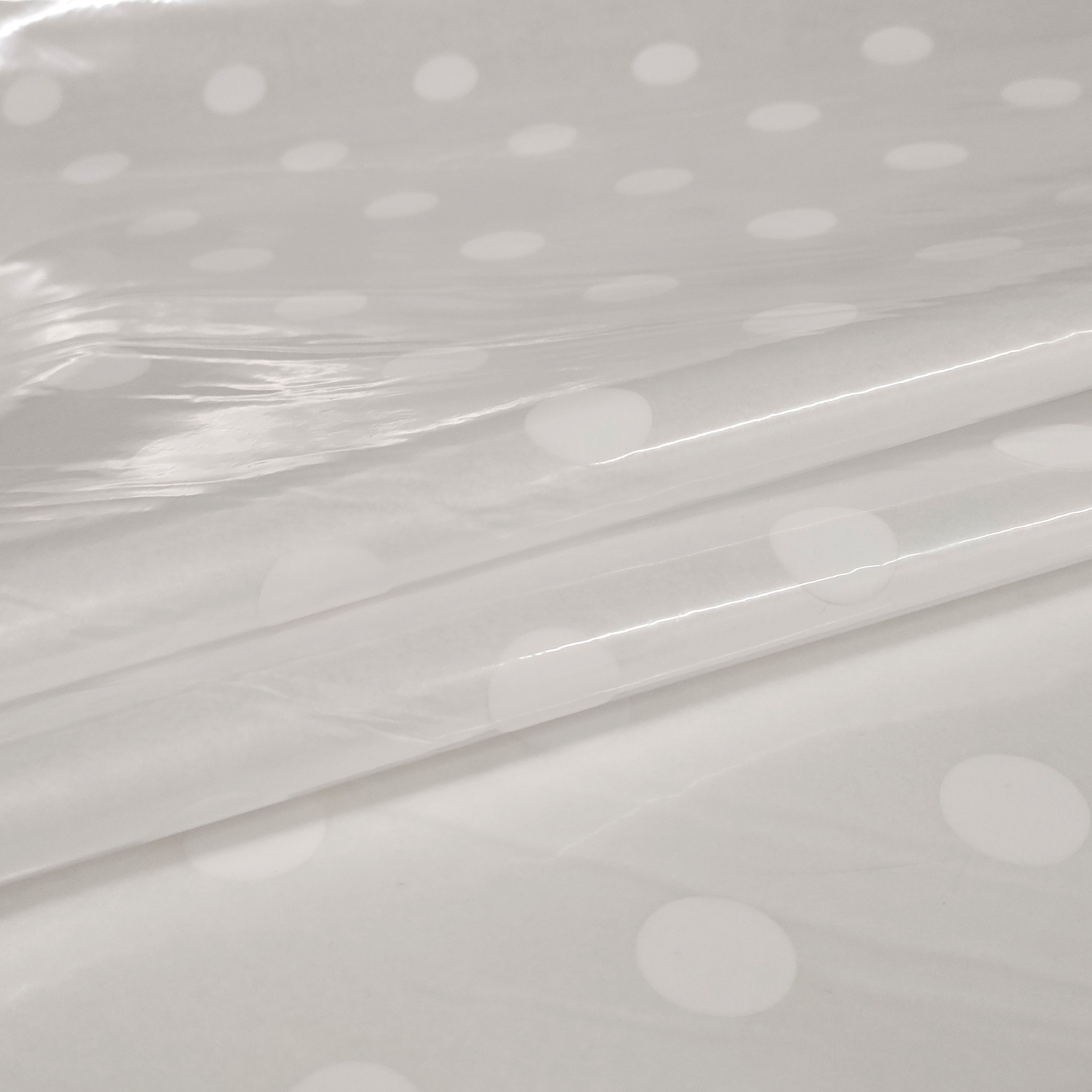Tissu pour nappe plastifiée Blanc à pois