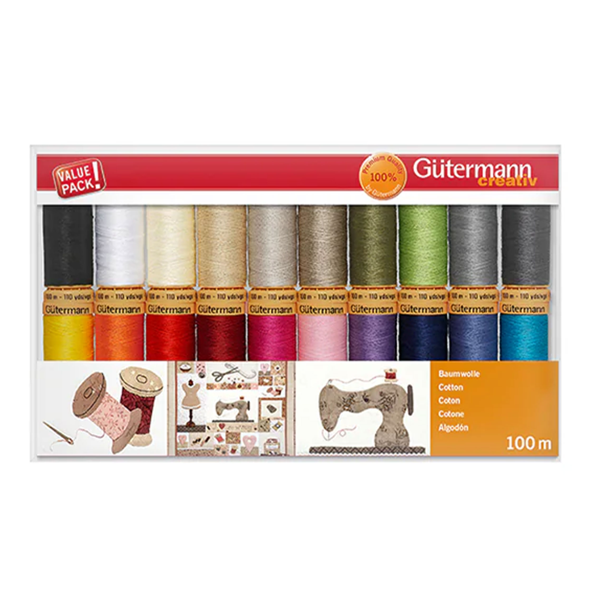 Hilo de algodón Gutermann 100 m 20 bobinas