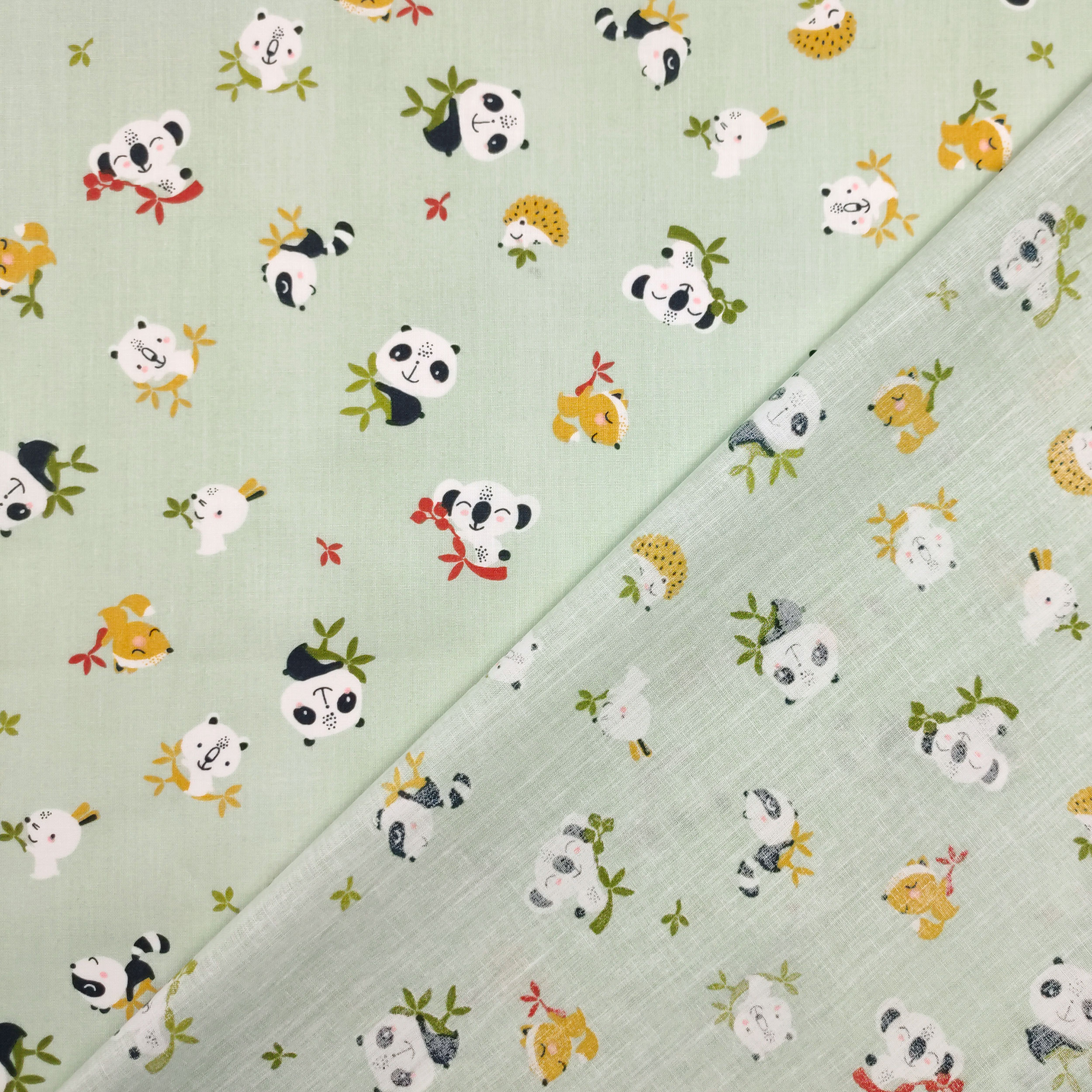 Tissu en coton Panda et Koala