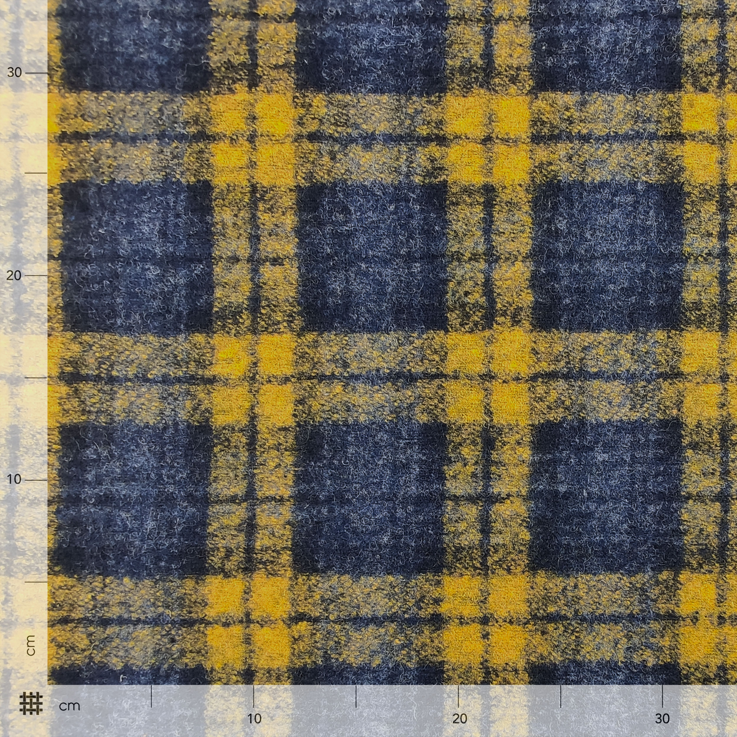 Plaid en laine écossaise mélangée Jaune Bleu